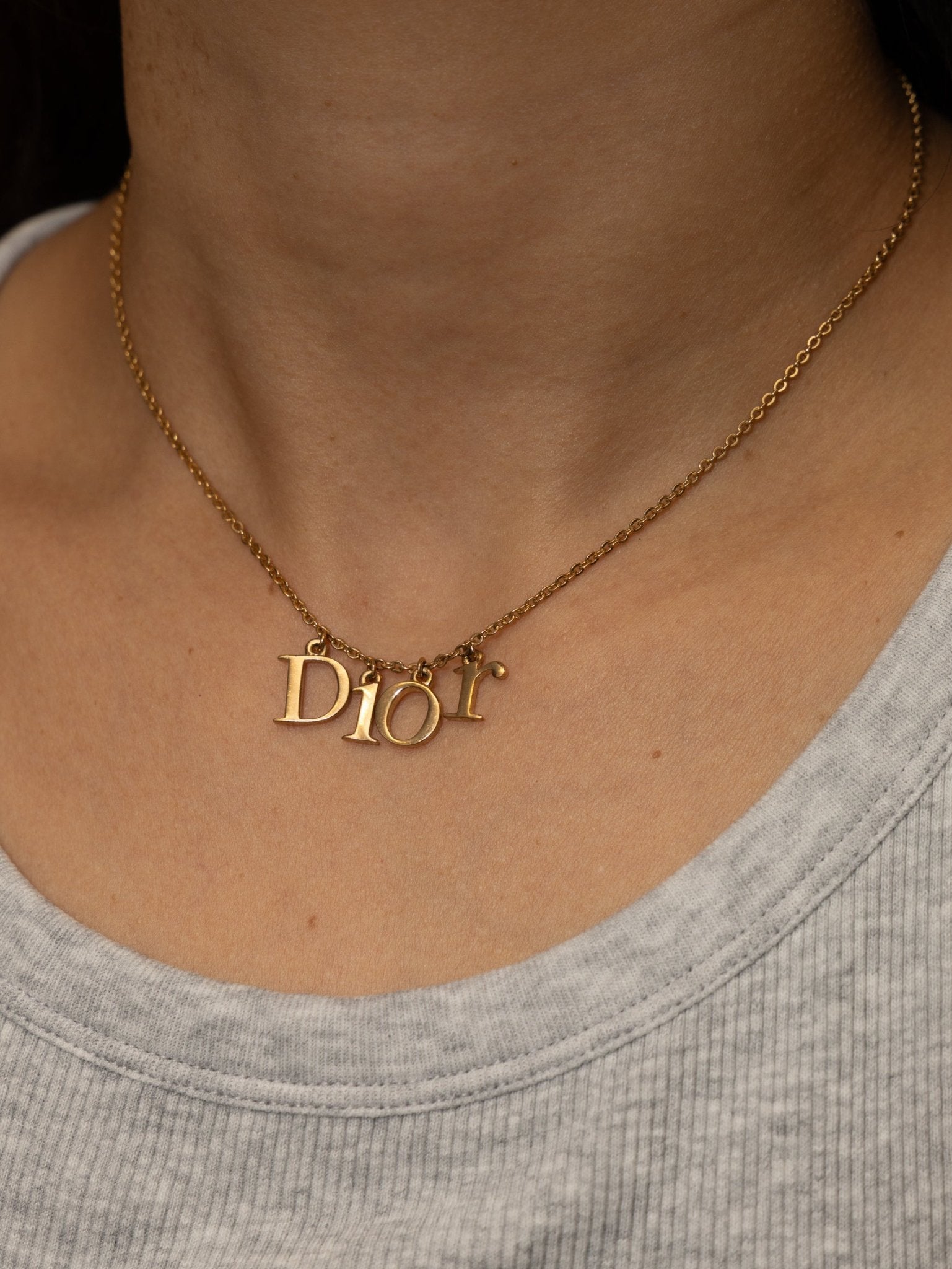 Dior Logo Letters Spellout Pendant Necklace - FashioNica