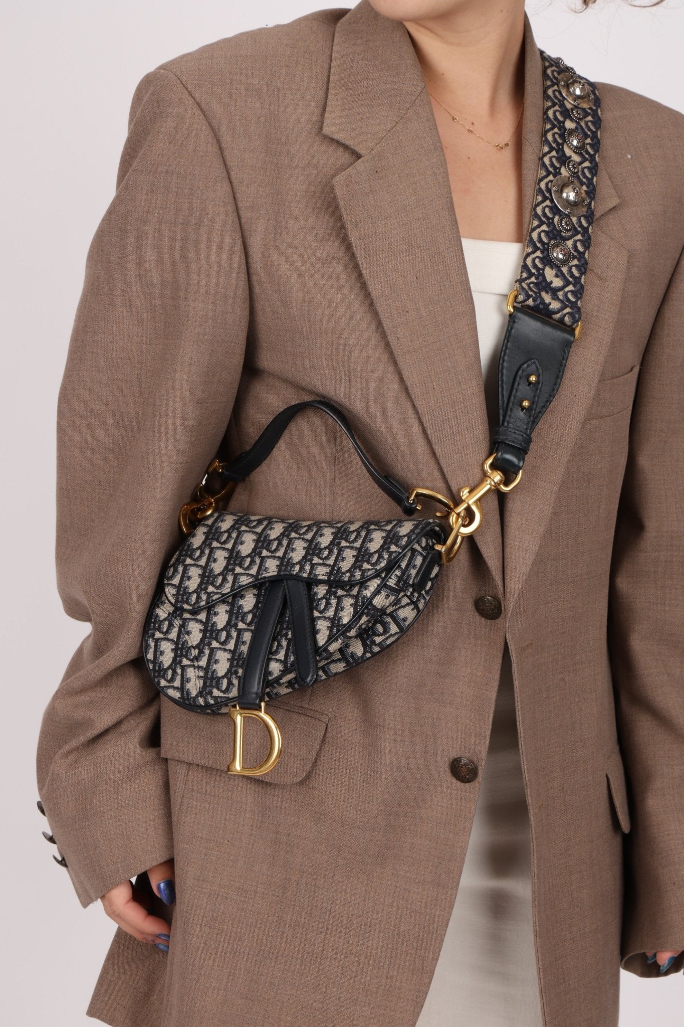 Dior Oblique Mini Saddle w/ Embellished Strap - FashioNica