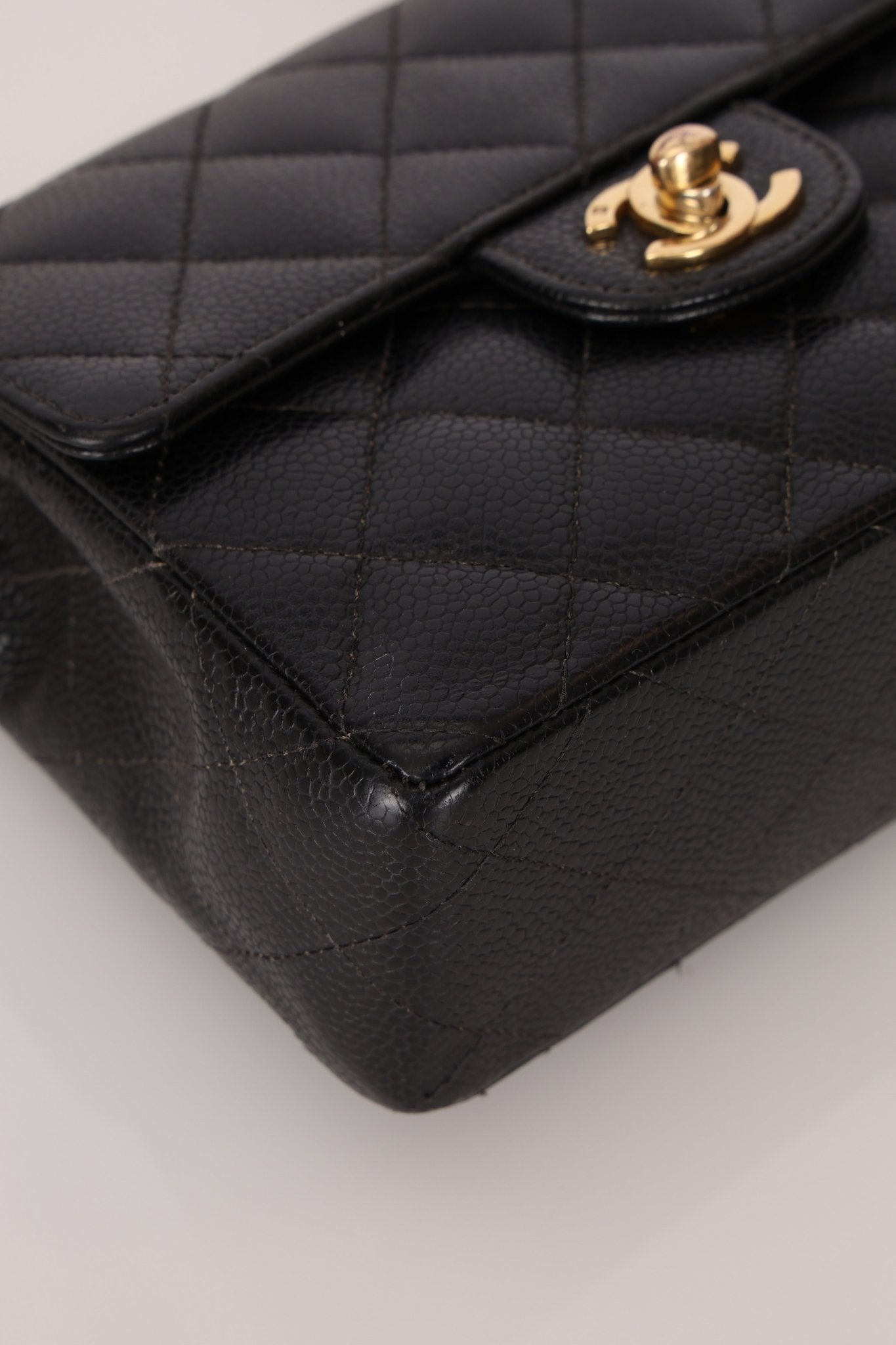 Discontinued Chanel 2004 Caviar Mini Square Flap Bag 24K GP - FashioNica