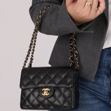 Discontinued Chanel 2004 Caviar Mini Square Flap Bag 24K GP - FashioNica