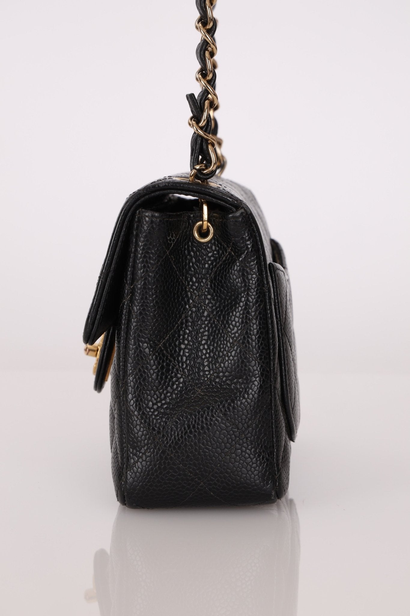 Discontinued Chanel 2004 Caviar Mini Square Flap Bag 24K GP - FashioNica