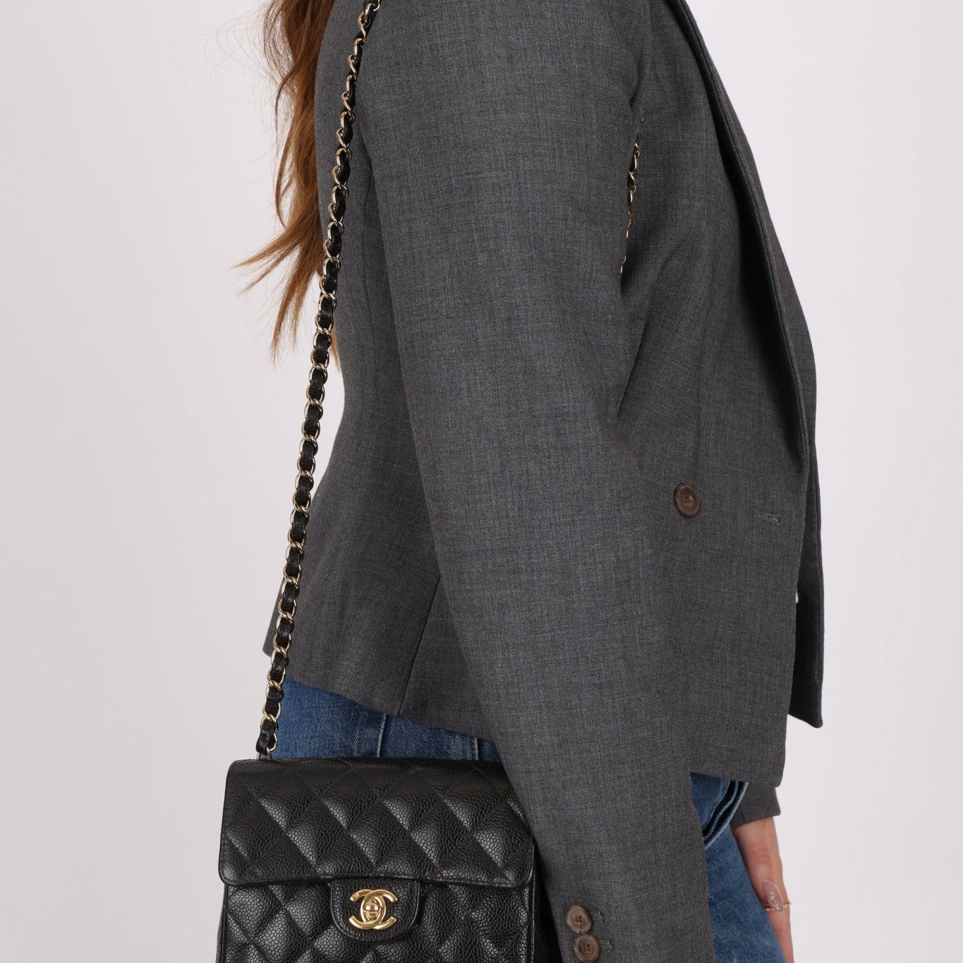 Discontinued Chanel 2004 Caviar Mini Square Flap Bag 24K GP - FashioNica