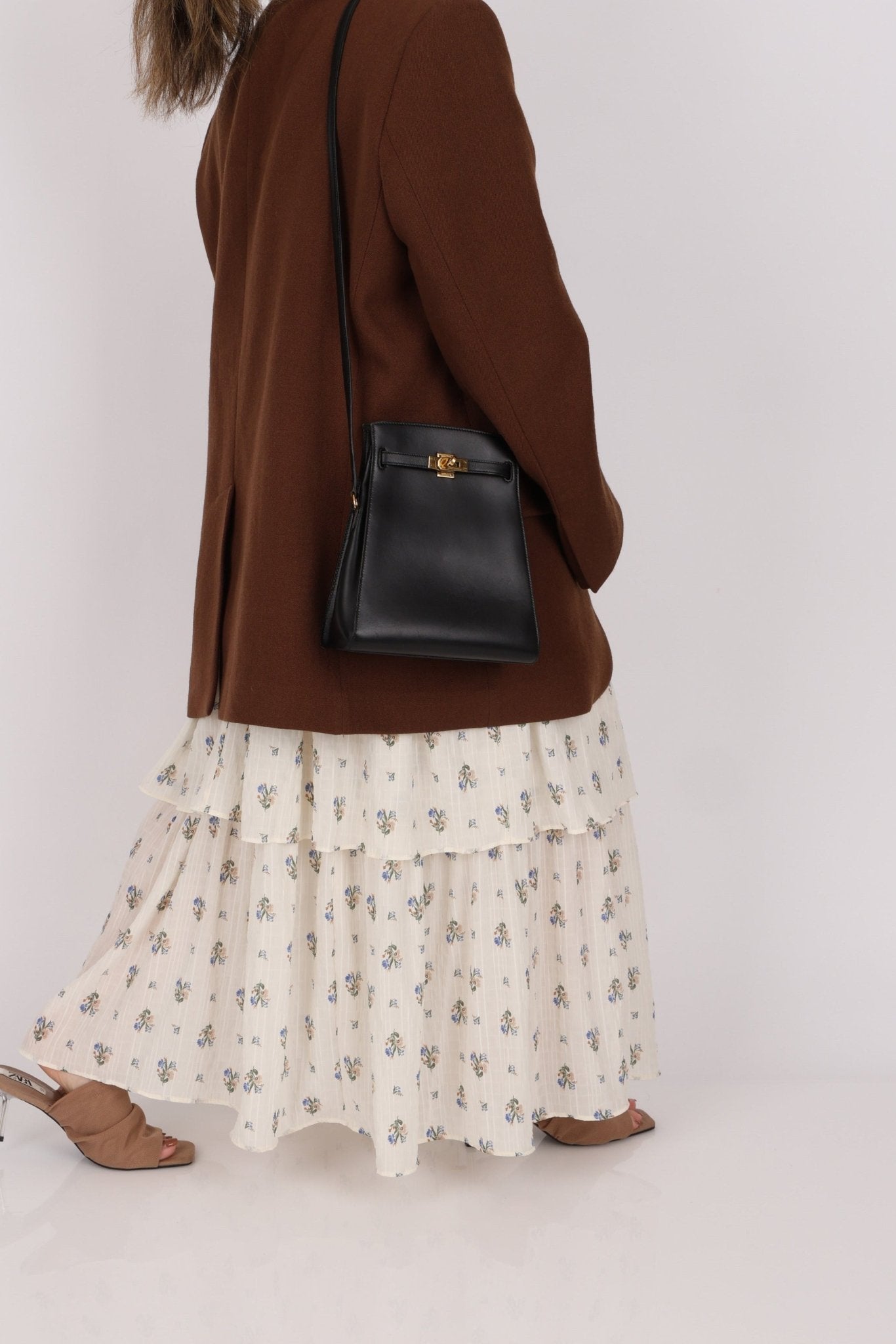 Discontinued Hermès 1988 Noir Box Kelly Sport 20 PM GHW - FashioNica