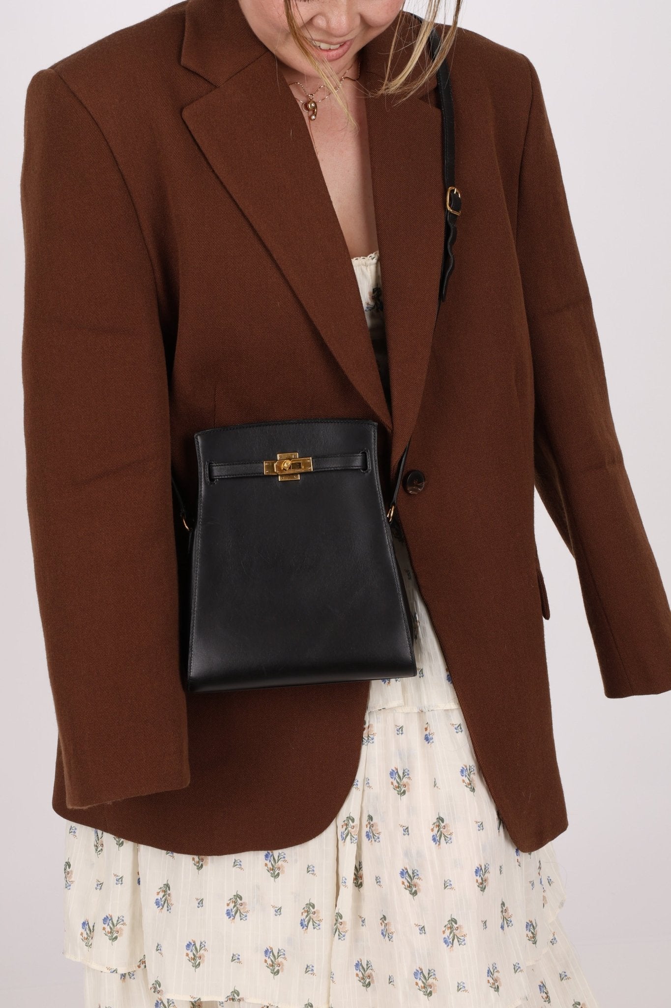 Discontinued Hermès 1988 Noir Box Kelly Sport 20 PM GHW - FashioNica