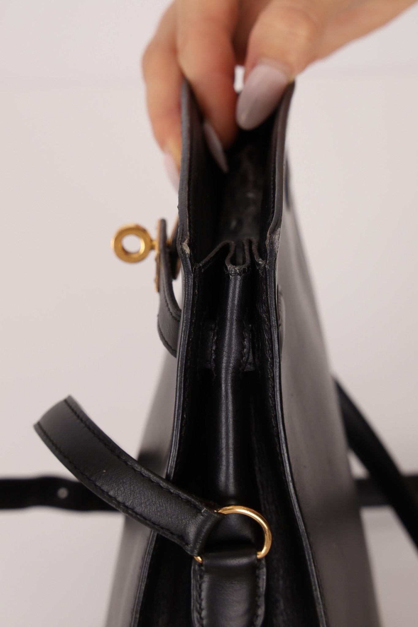 Discontinued Hermès 1988 Noir Box Kelly Sport 20 PM GHW - FashioNica