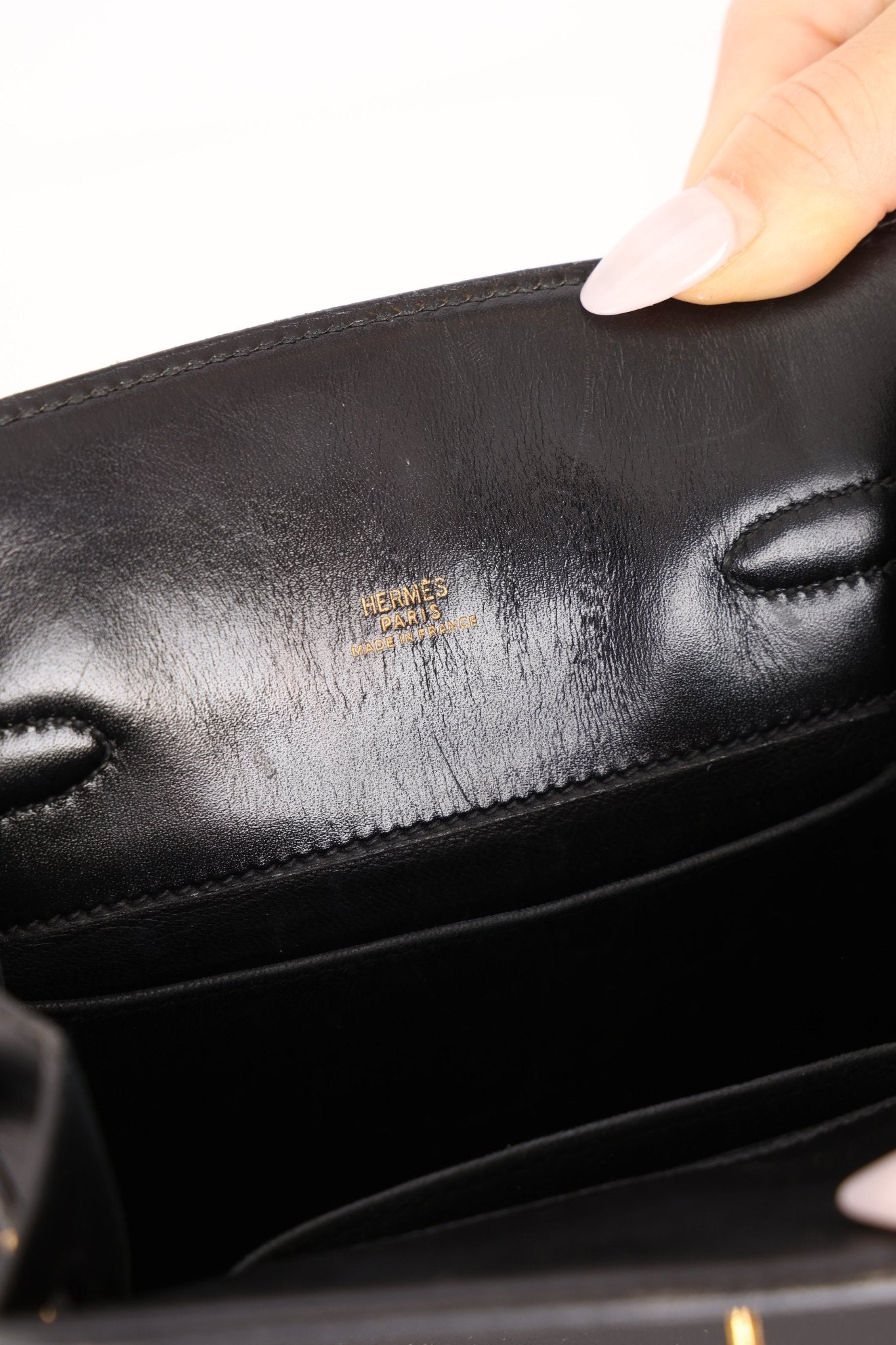 Discontinued Hermès 1988 Noir Box Kelly Sport 20 PM GHW - FashioNica