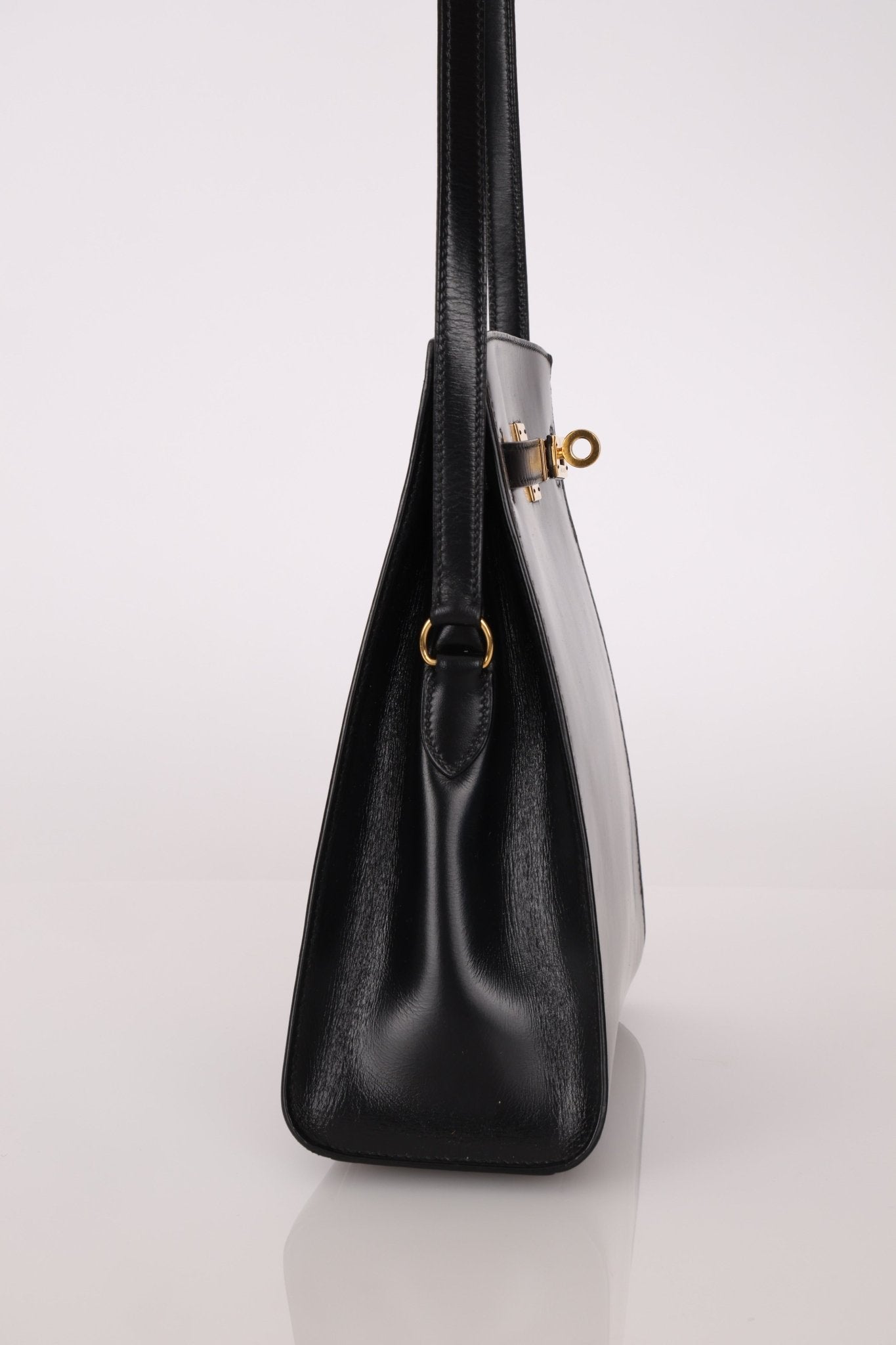 Discontinued Hermès 1990 Noir Box Kelly Sport 24 PM GHW - FashioNica