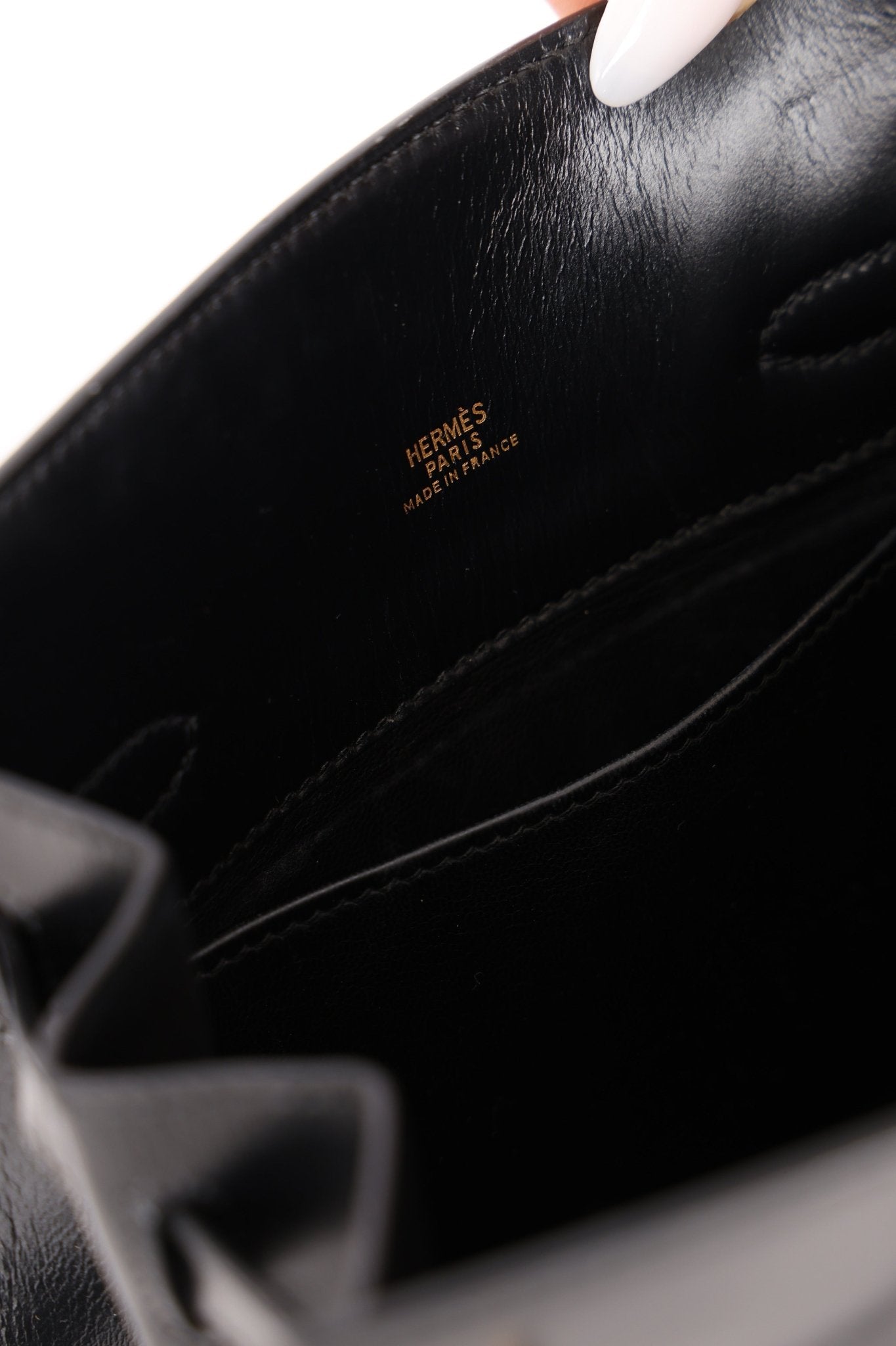 Discontinued Hermès 1990 Noir Box Kelly Sport 24 PM GHW - FashioNica