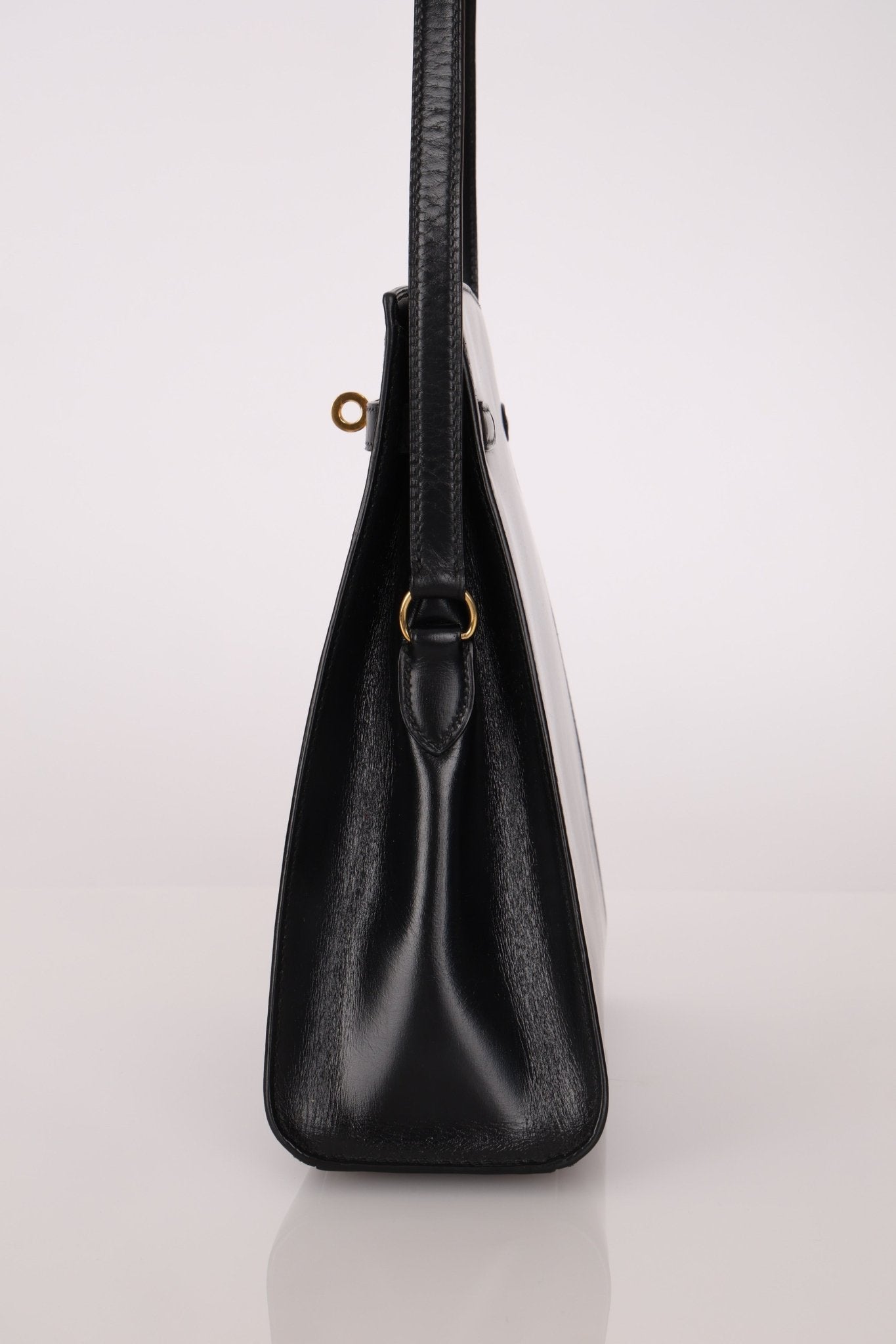 Discontinued Hermès 1990 Noir Box Kelly Sport 24 PM GHW - FashioNica