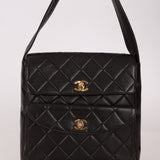 Extremely Rare Chanel 1996 Lambskin Double Turnlock Shoulder Bag - FashioNica