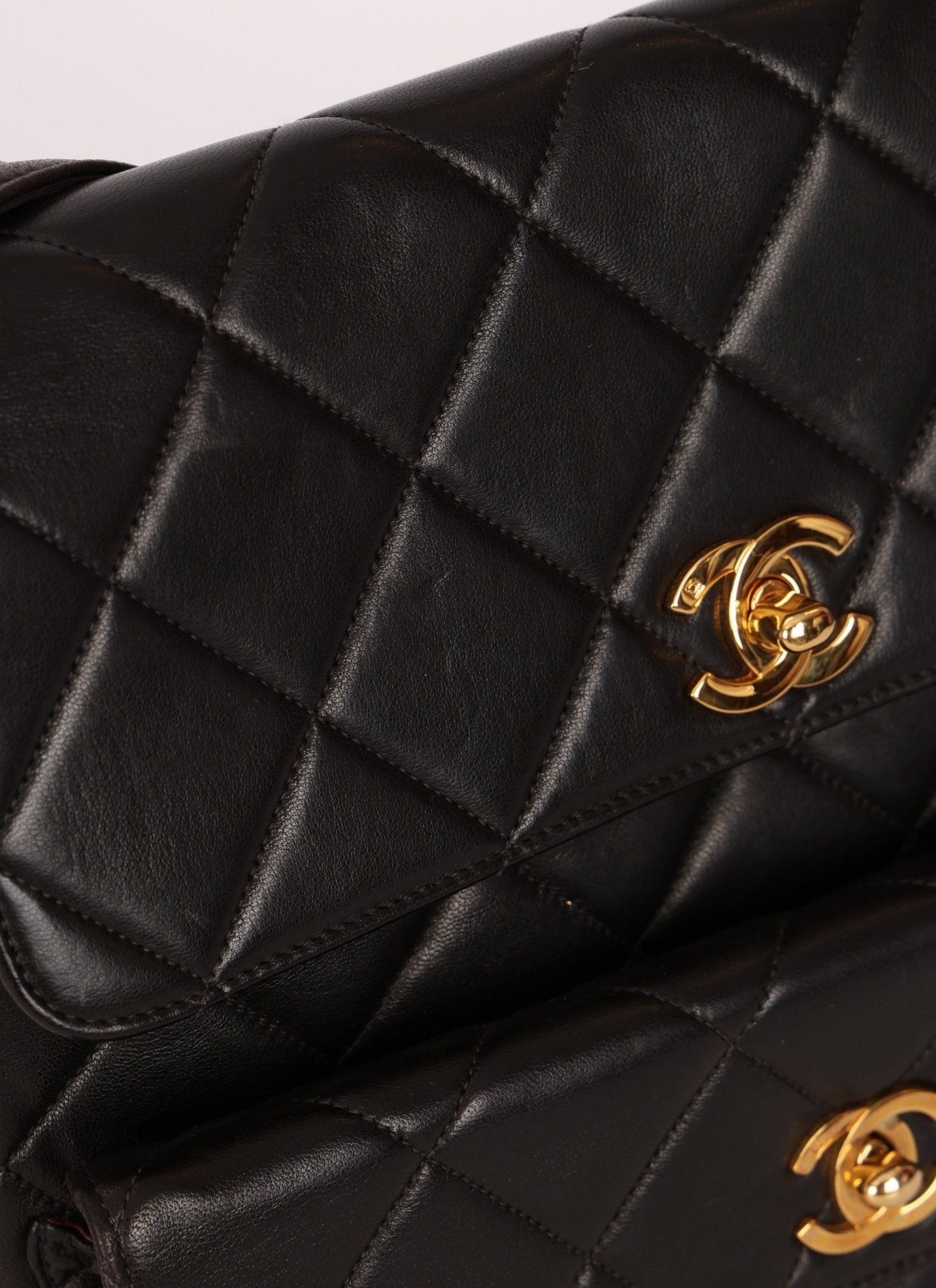 Extremely Rare Chanel 1996 Lambskin Double Turnlock Shoulder Bag - FashioNica