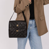 Extremely Rare Chanel 1996 Lambskin Double Turnlock Shoulder Bag - FashioNica