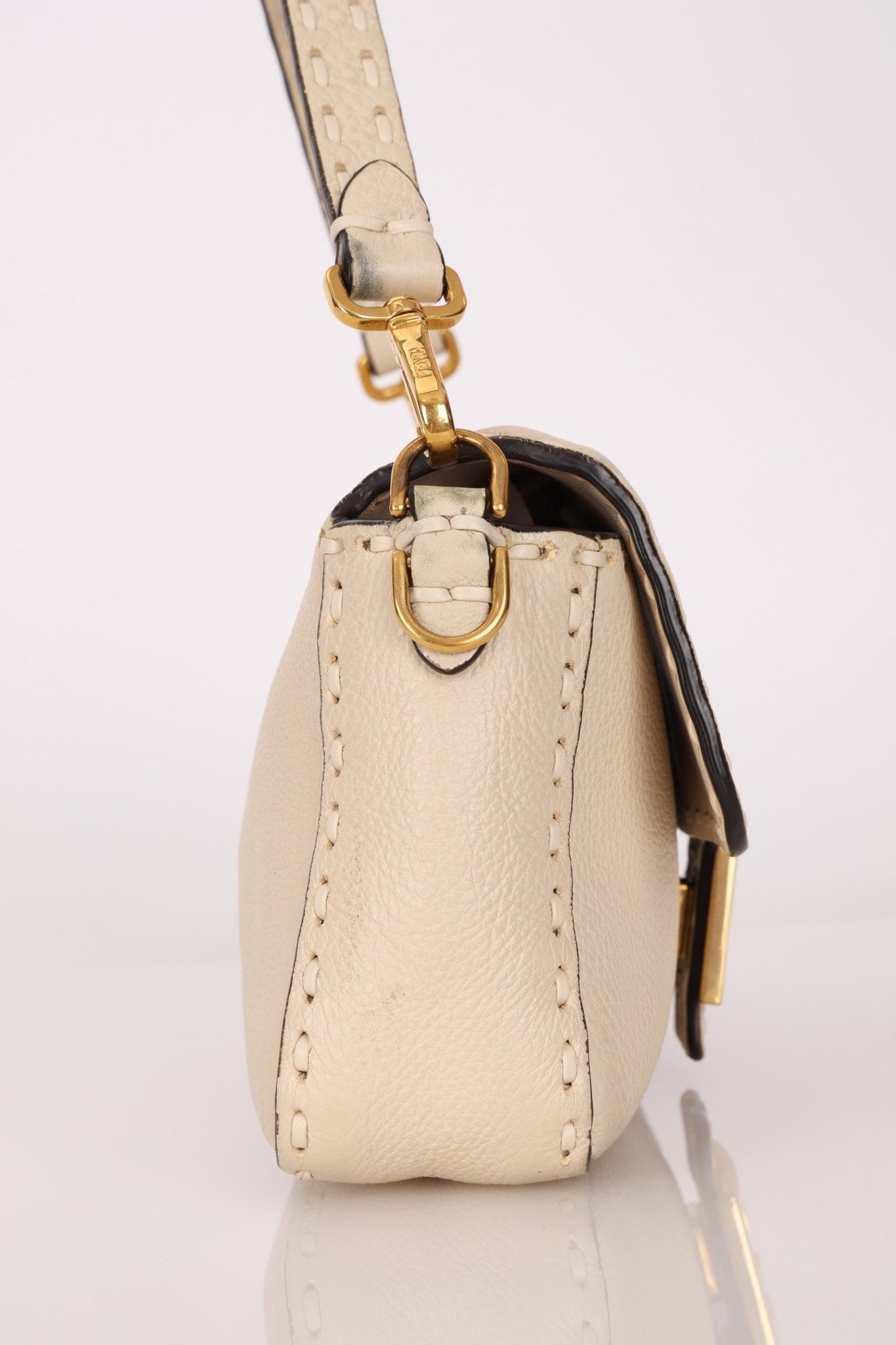 Fendi 1974 Cream Sellerissima Baguette GHW - FashioNica