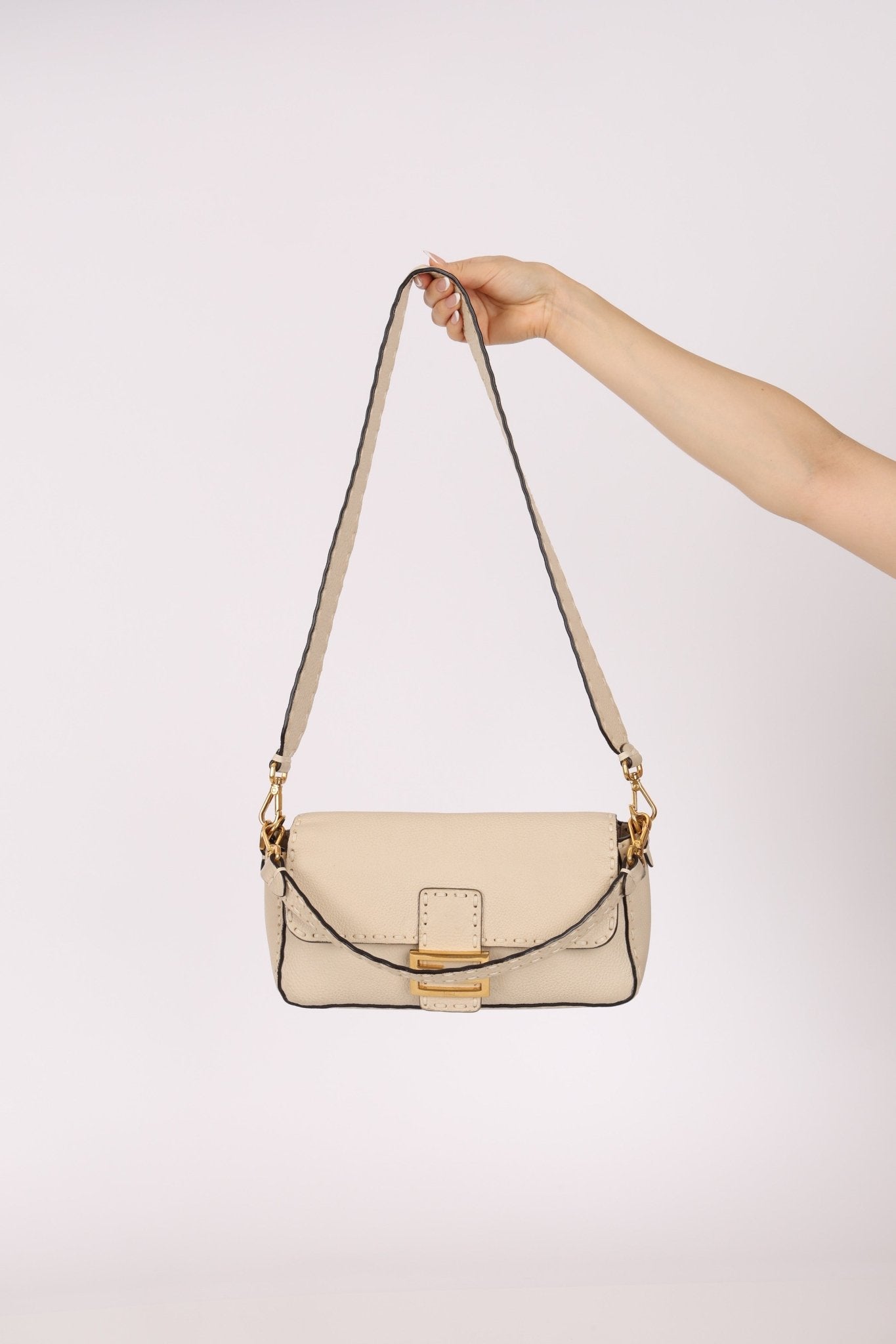 Fendi 1974 Cream Sellerissima Baguette GHW - FashioNica
