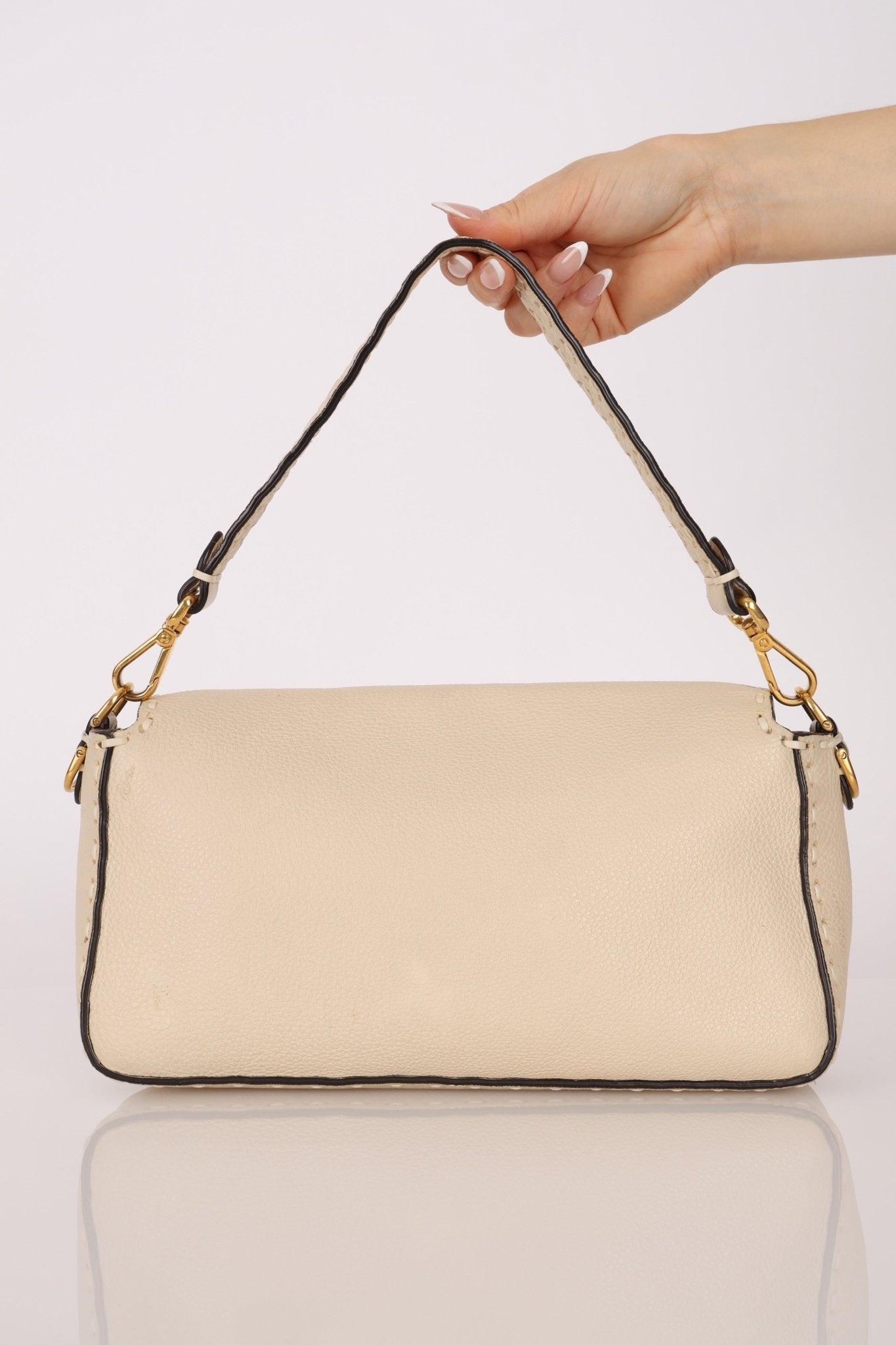 Fendi 1974 Cream Sellerissima Baguette GHW - FashioNica