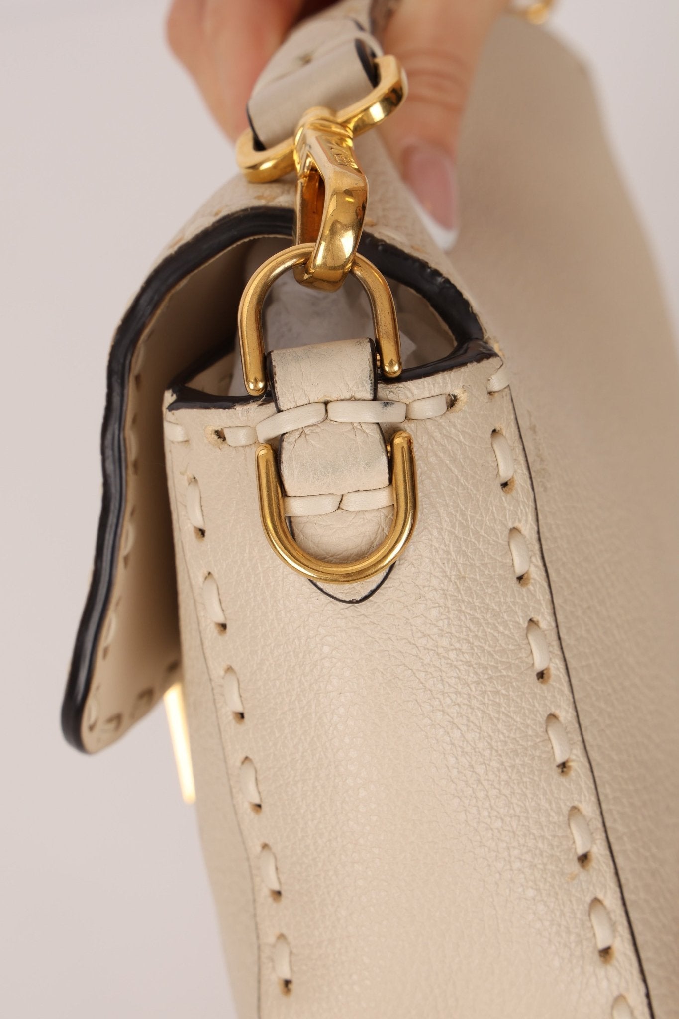 Fendi 1974 Cream Sellerissima Baguette GHW - FashioNica