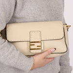 Fendi 1974 Cream Sellerissima Baguette GHW - FashioNica