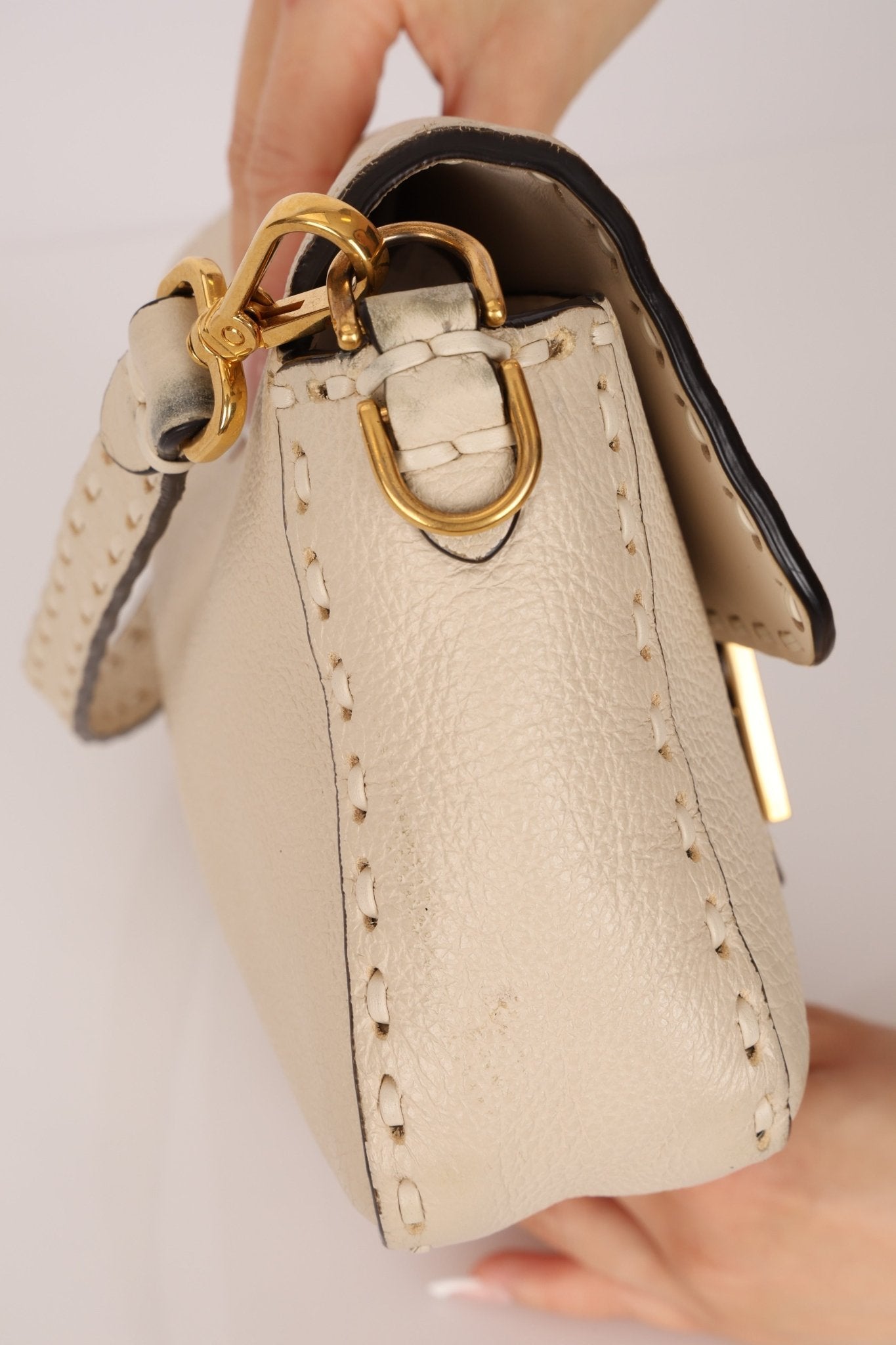 Fendi 1974 Cream Sellerissima Baguette GHW - FashioNica