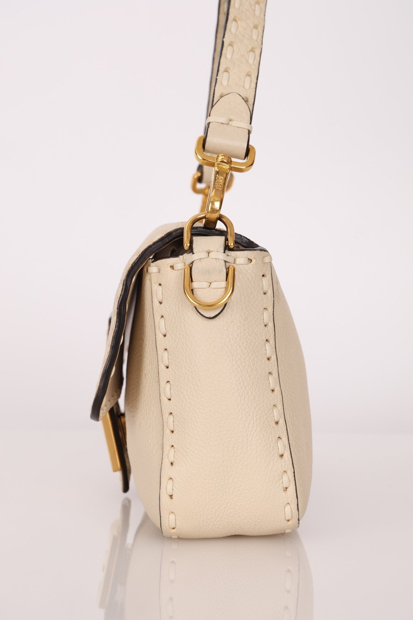 Fendi 1974 Cream Sellerissima Baguette GHW - FashioNica