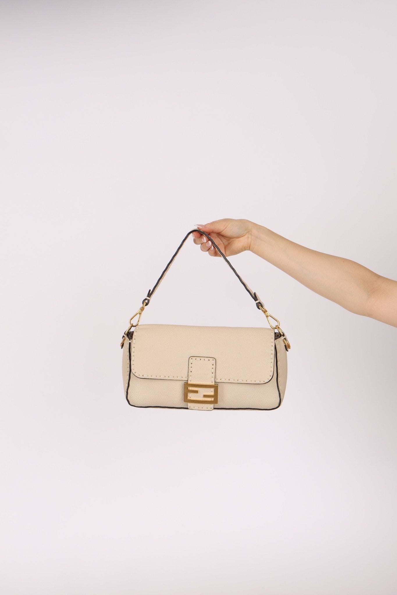 Fendi 1974 Cream Sellerissima Baguette GHW - FashioNica