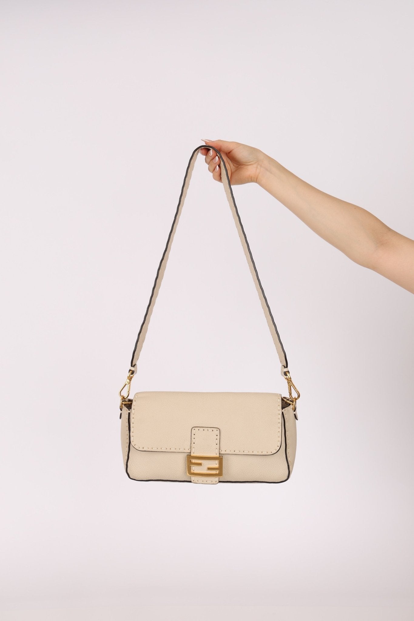 Fendi 1974 Cream Sellerissima Baguette GHW - FashioNica