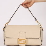 Fendi 1974 Cream Sellerissima Baguette GHW - FashioNica