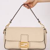 Fendi 1974 Cream Sellerissima Baguette GHW - FashioNica