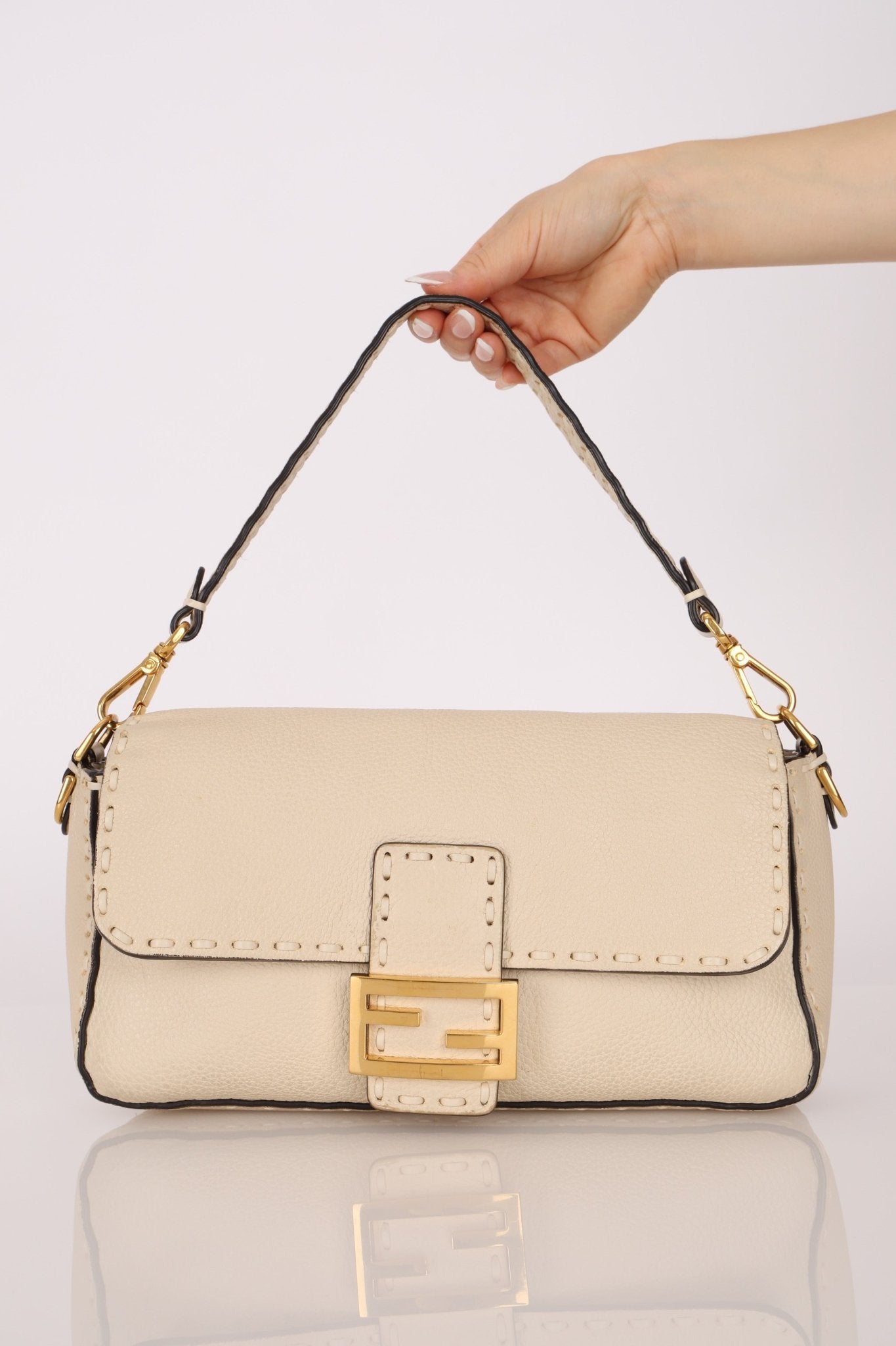 Fendi 1974 Cream Sellerissima Baguette GHW - FashioNica