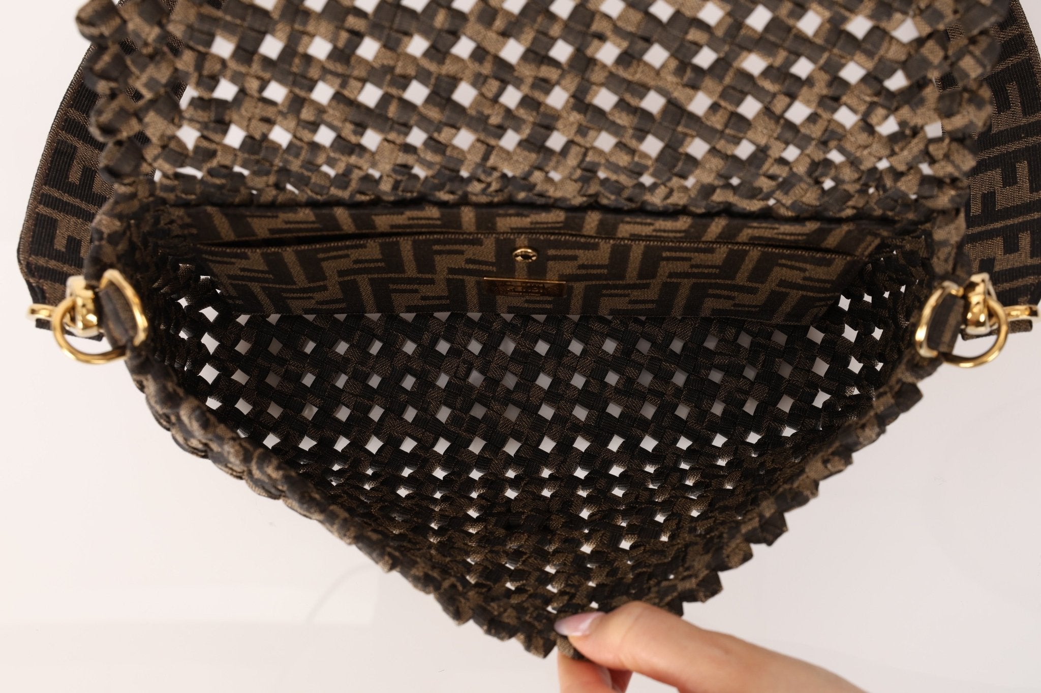 Fendi 2021 Interlace FF Zucca 1974 Medium Baguette - FashioNica