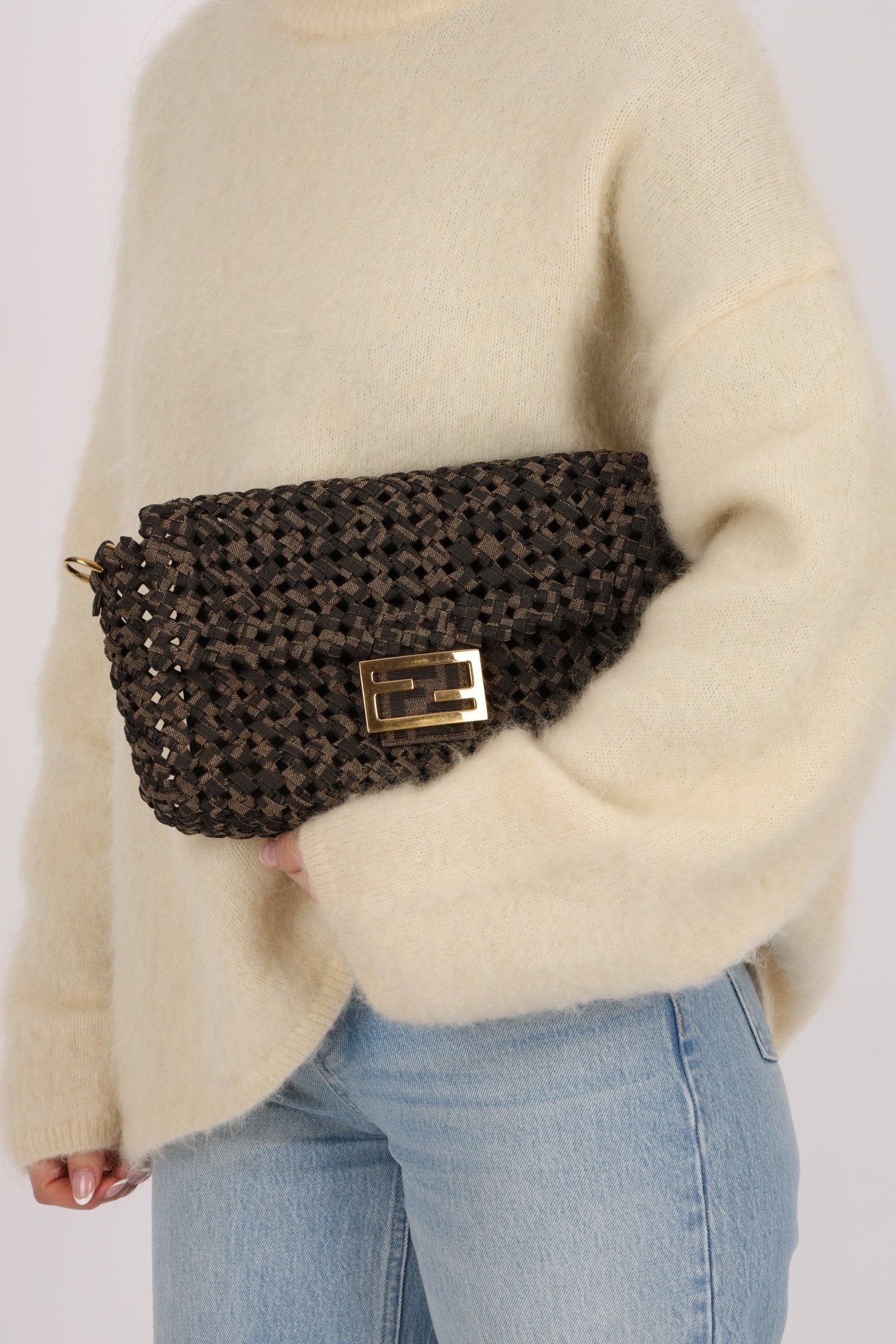 Fendi 2021 Interlace FF Zucca 1974 Medium Baguette - FashioNica