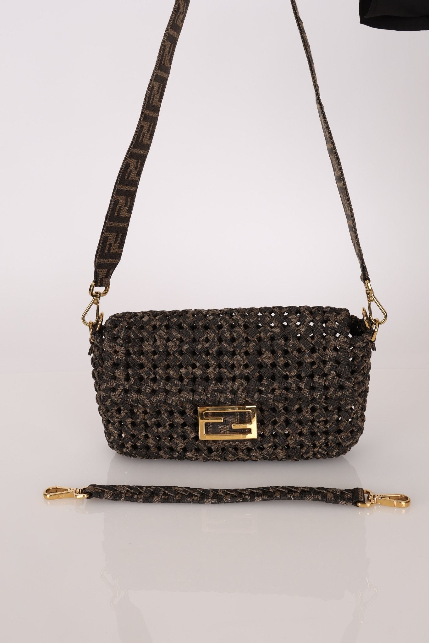 Fendi 2021 Interlace FF Zucca 1974 Medium Baguette - FashioNica