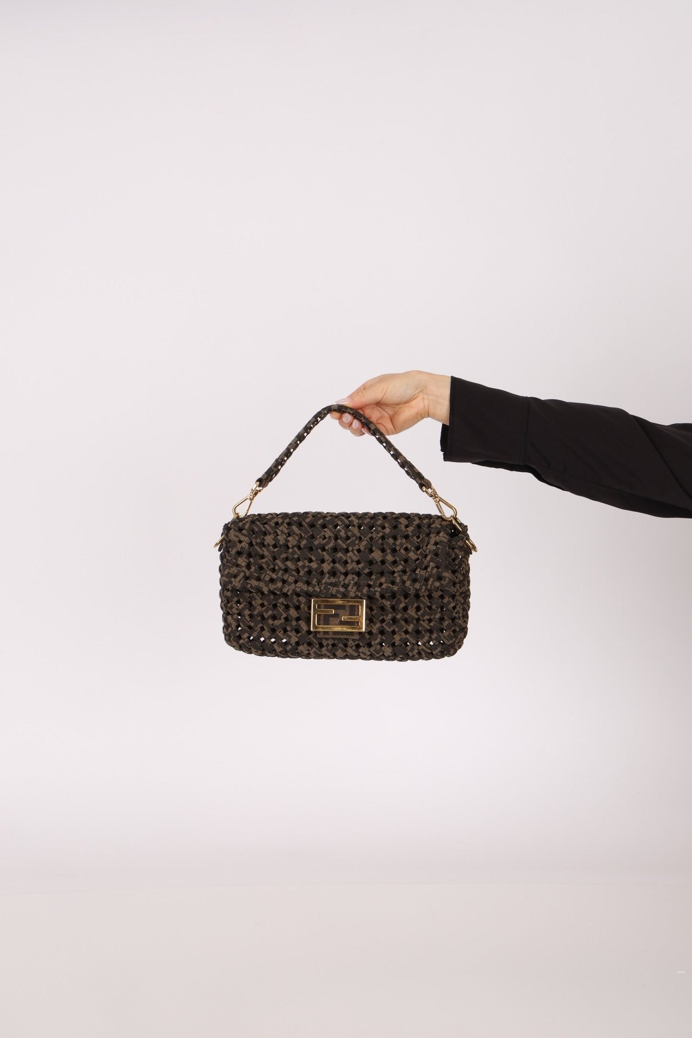 Fendi 2021 Interlace FF Zucca 1974 Medium Baguette - FashioNica