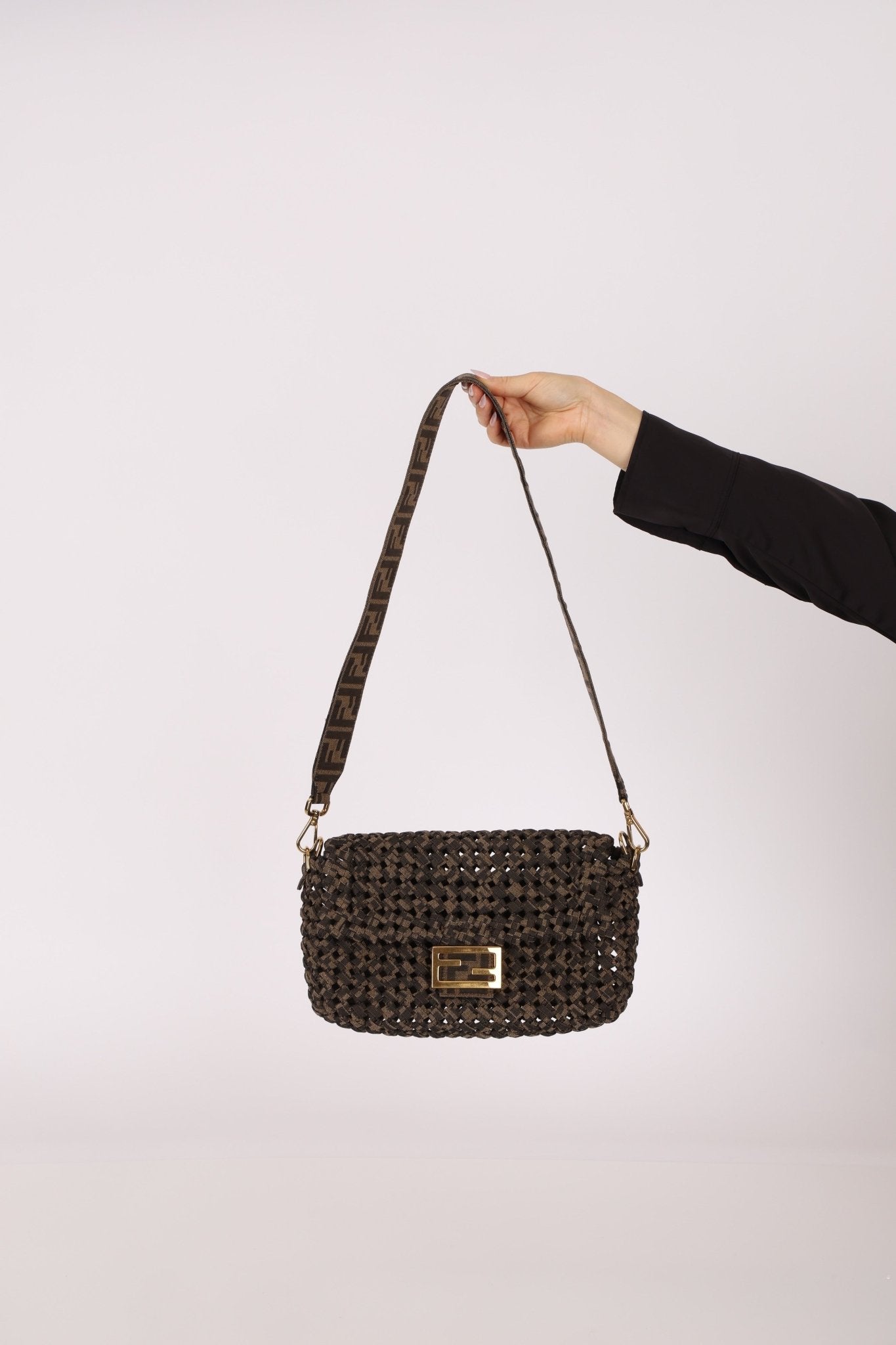 Fendi 2021 Interlace FF Zucca 1974 Medium Baguette - FashioNica