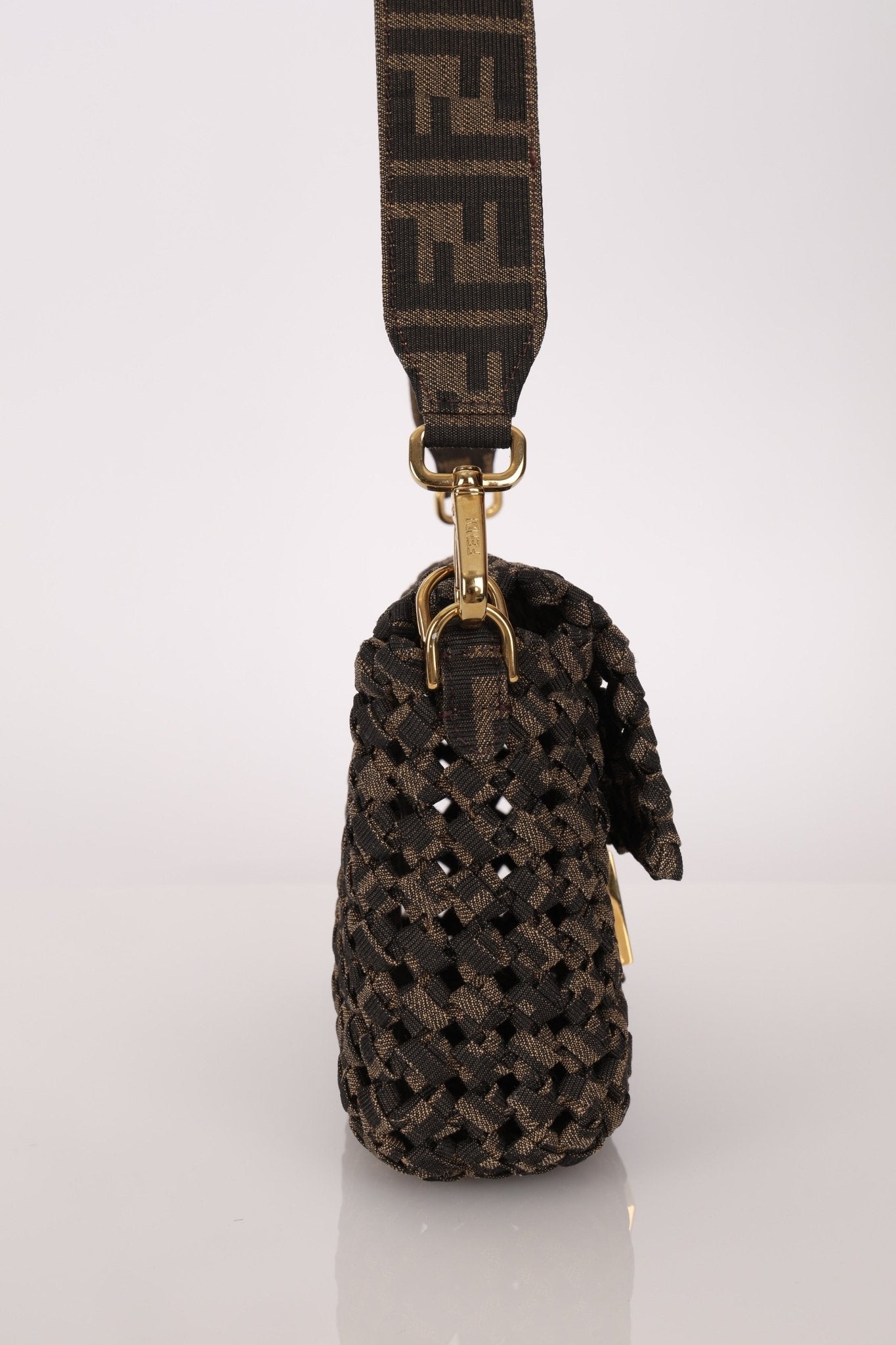 Fendi 2021 Interlace FF Zucca 1974 Medium Baguette - FashioNica