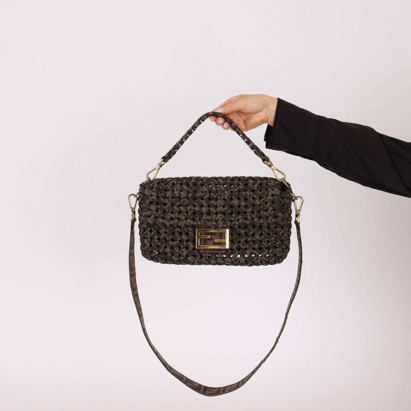 Fendi 2021 Interlace FF Zucca 1974 Medium Baguette - FashioNica