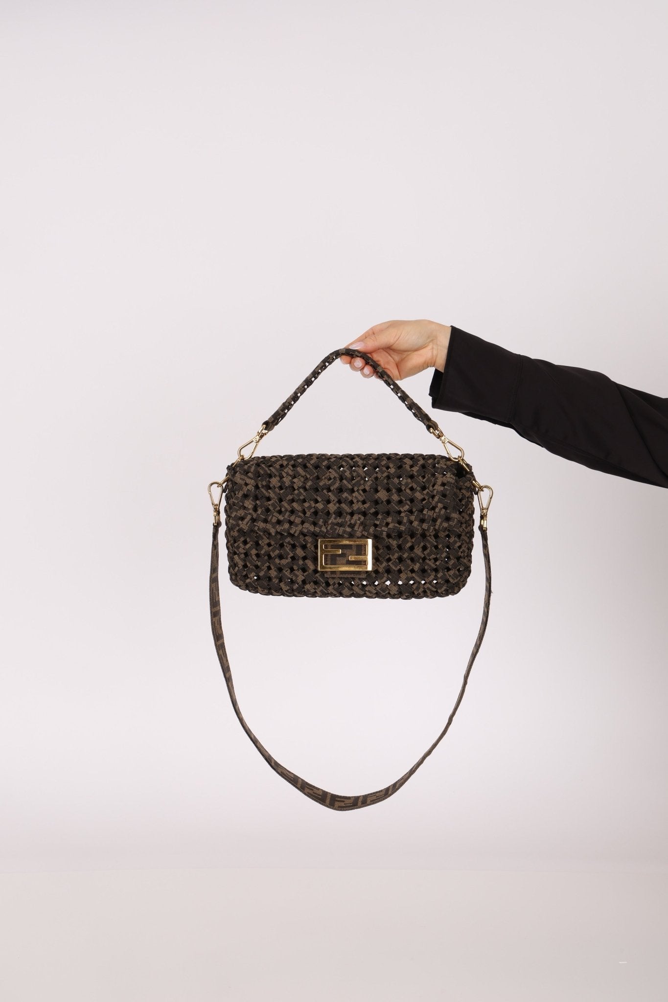 Fendi 2021 Interlace FF Zucca 1974 Medium Baguette - FashioNica