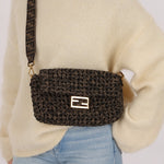 Fendi 2021 Interlace FF Zucca 1974 Medium Baguette - FashioNica