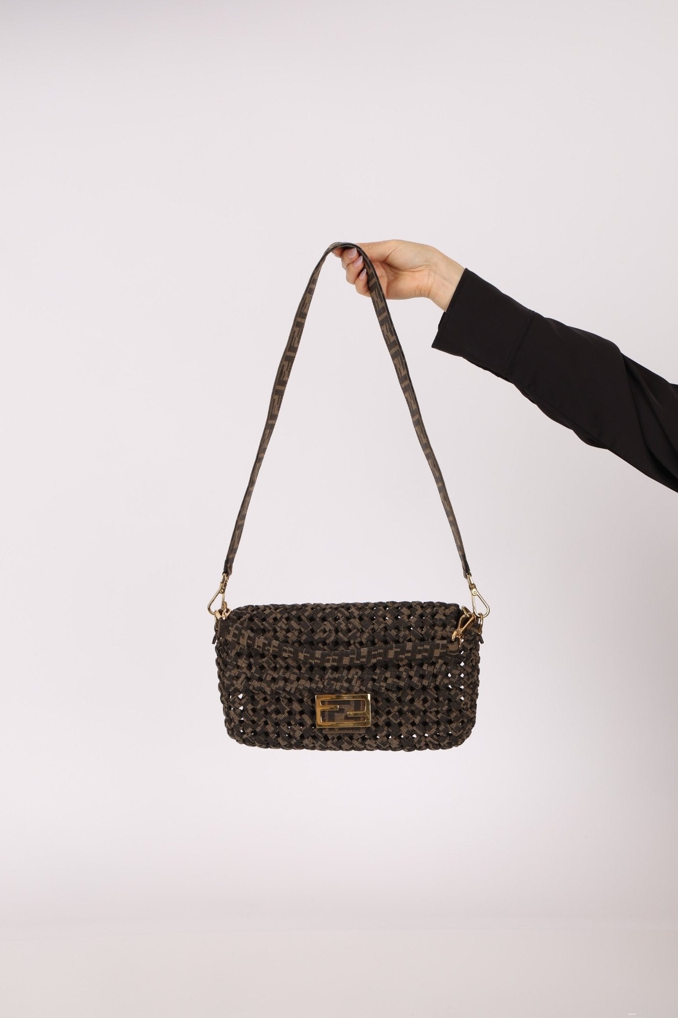 Fendi 2021 Interlace FF Zucca 1974 Medium Baguette - FashioNica