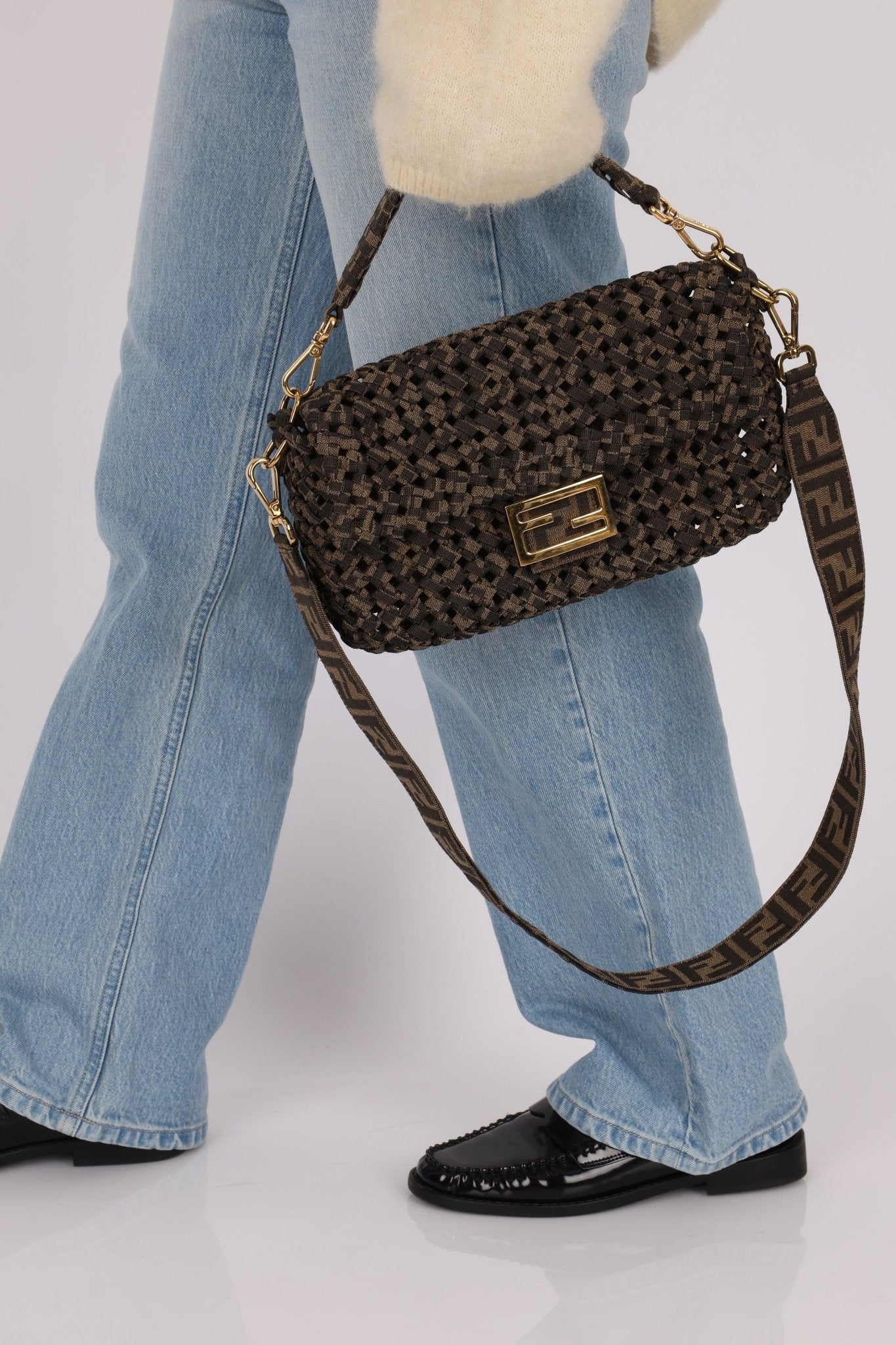 Fendi 2021 Interlace FF Zucca 1974 Medium Baguette - FashioNica