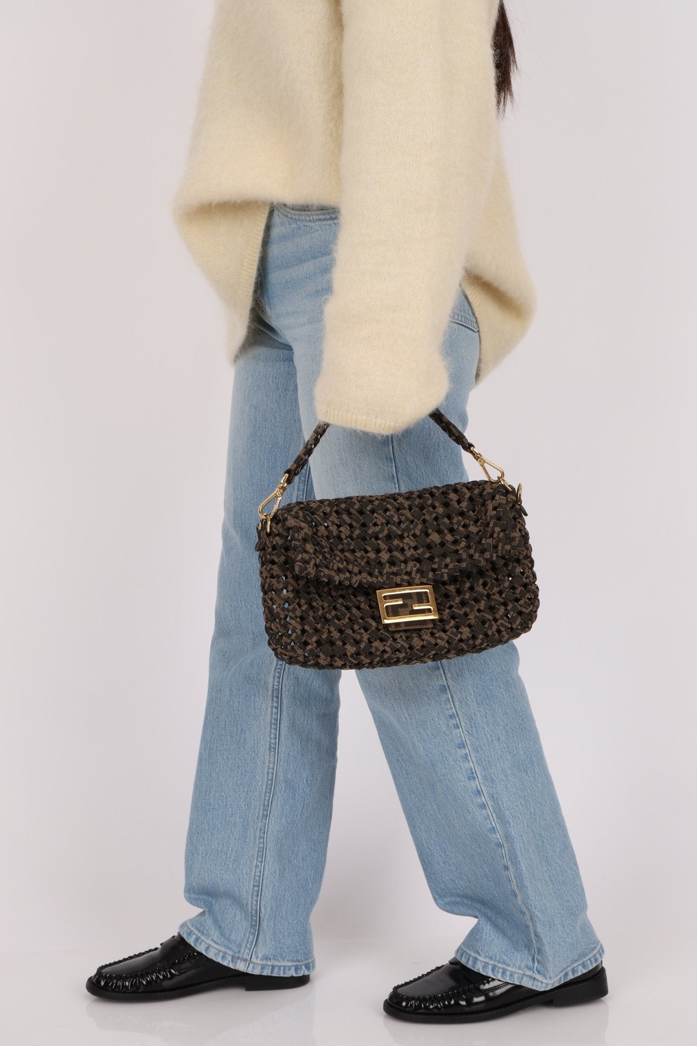 Fendi 2021 Interlace FF Zucca 1974 Medium Baguette - FashioNica