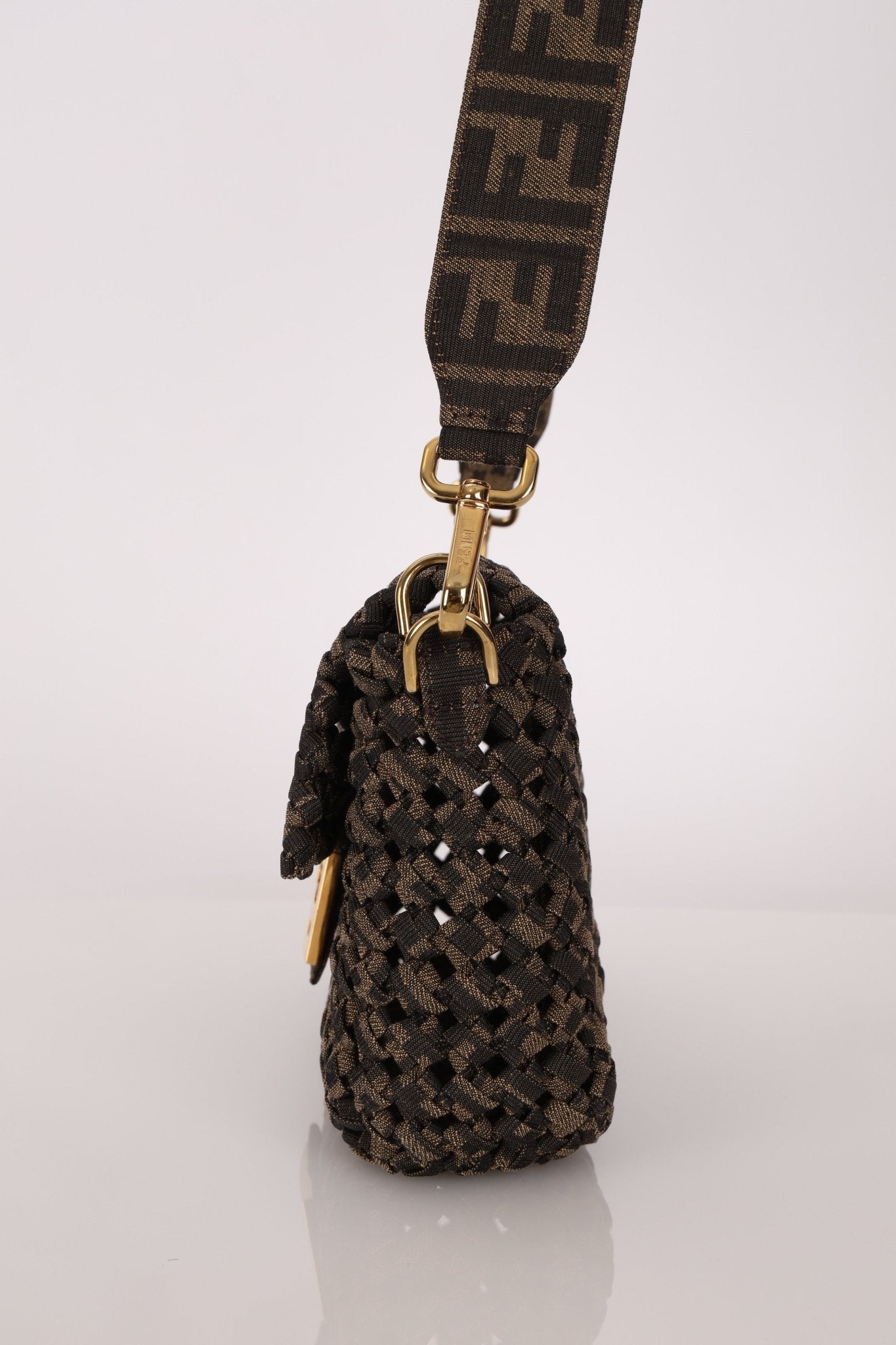 Fendi 2021 Interlace FF Zucca 1974 Medium Baguette - FashioNica