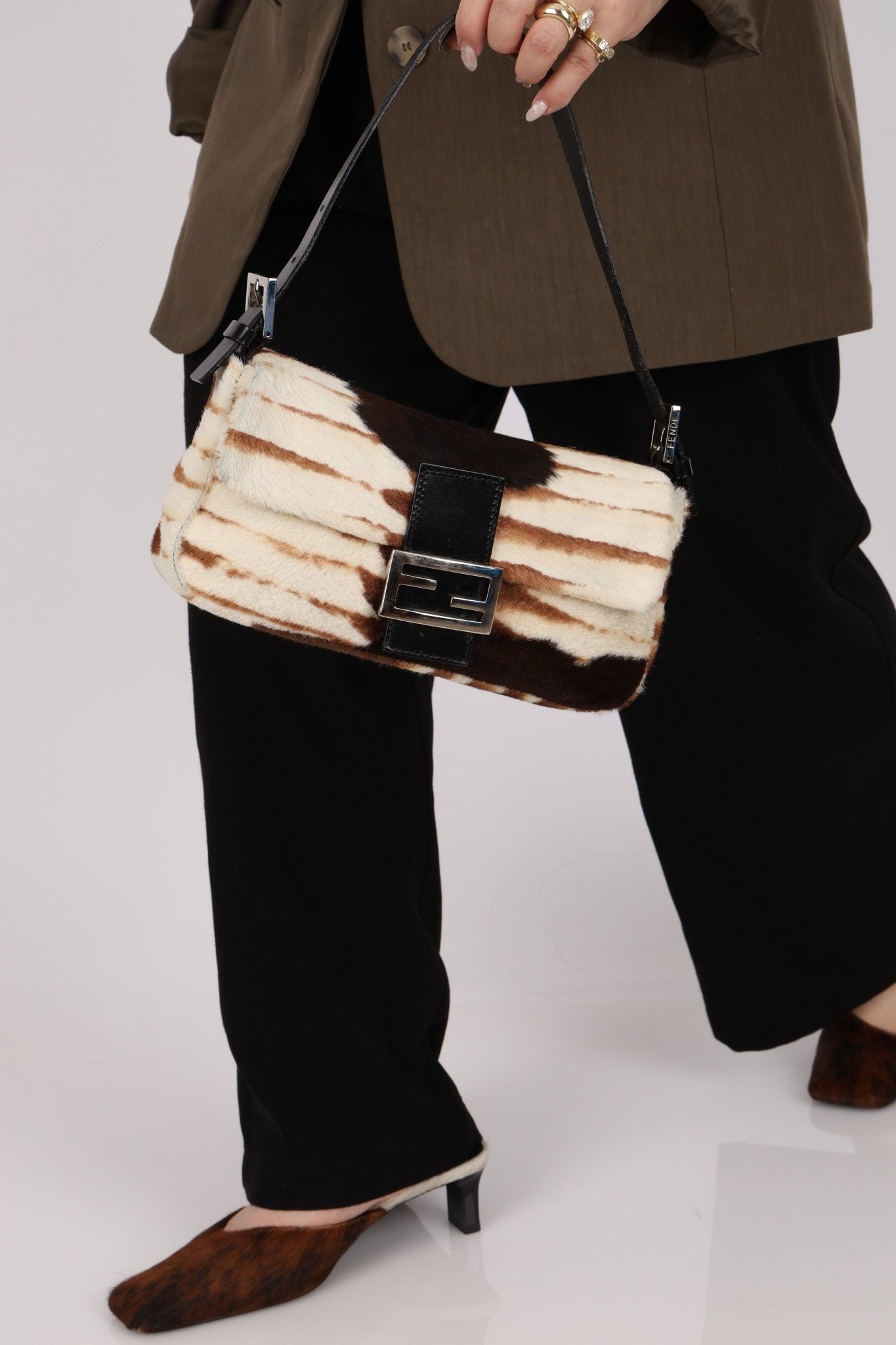 Fendi Animal Print Ponyhair Baguette - FashioNica