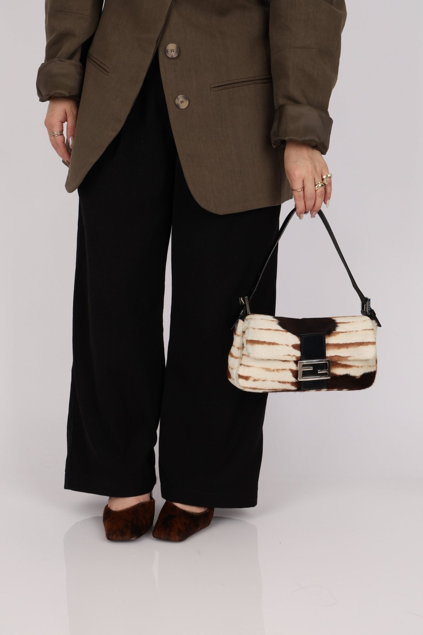 Fendi Animal Print Ponyhair Baguette - FashioNica