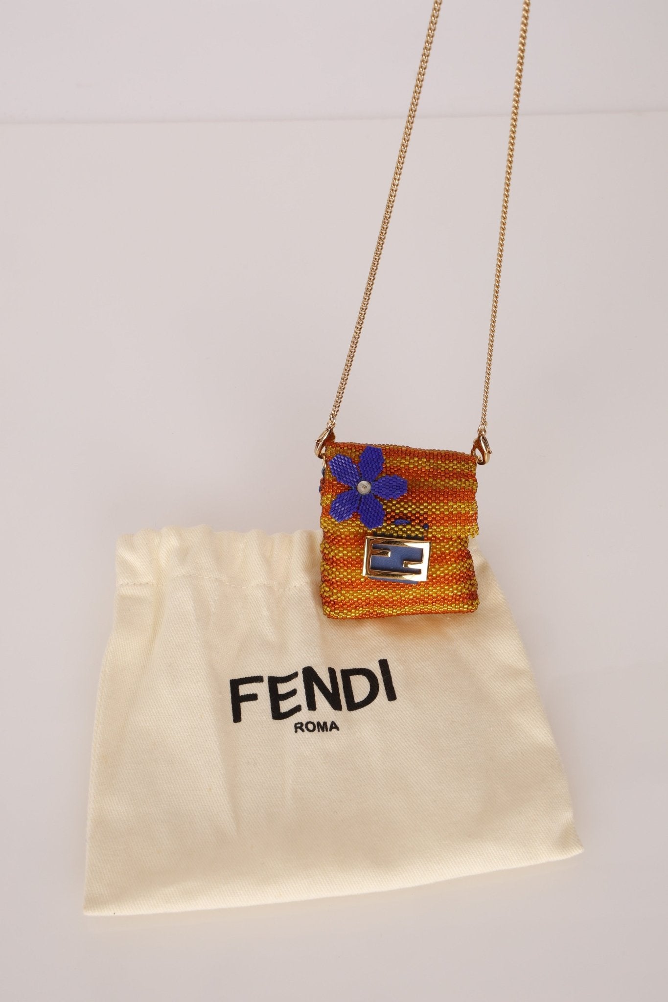 Fendi Beaded Floral Chain Micro Bag - FashioNica
