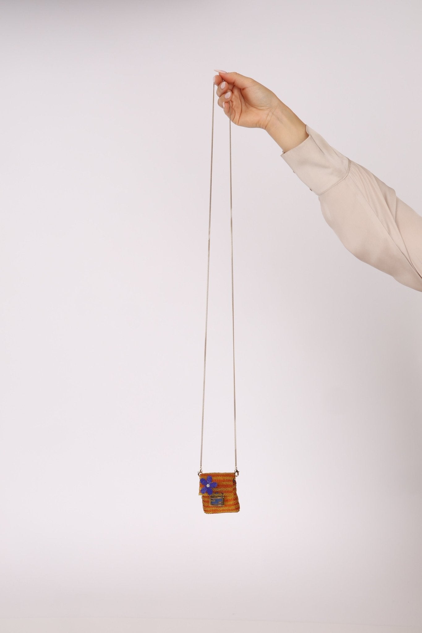 Fendi Beaded Floral Chain Micro Bag - FashioNica