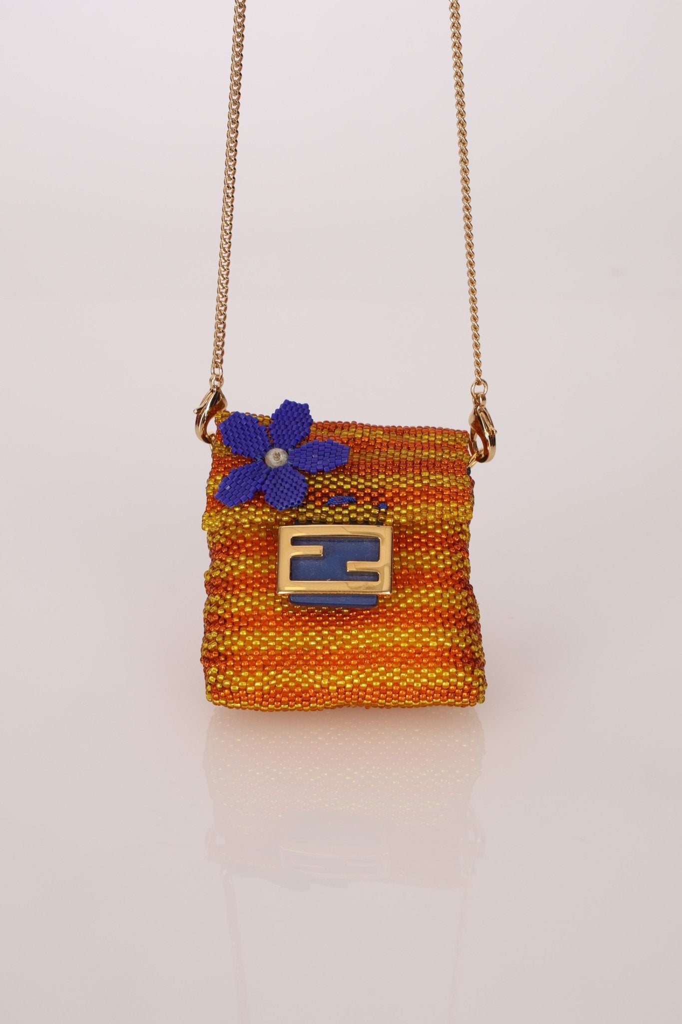 Fendi Beaded Floral Chain Micro Bag - FashioNica