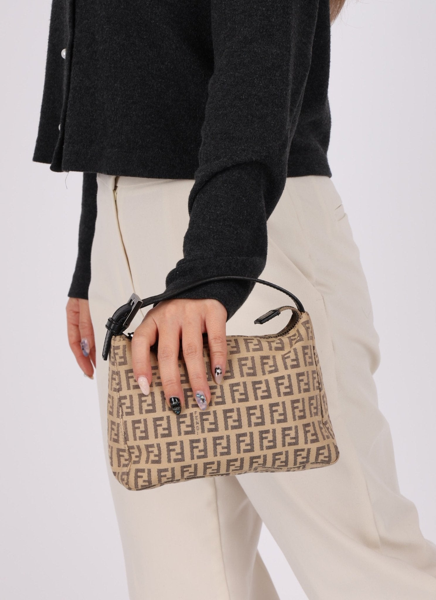 Fendi Beige Zucchino Mini Pochette - FashioNica