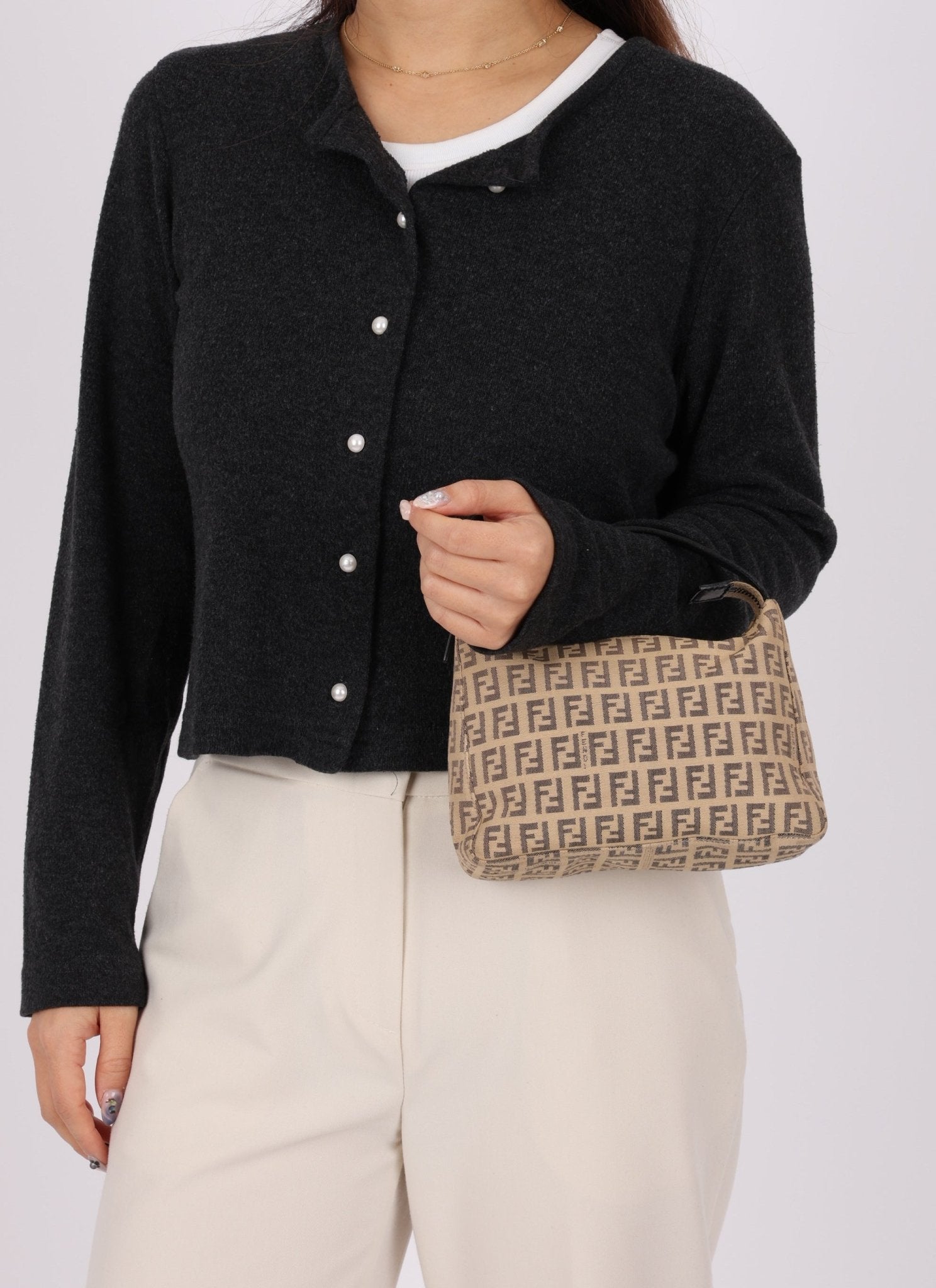 Fendi Beige Zucchino Mini Pochette - FashioNica