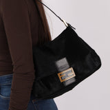 Fendi Black Ponyhair Mama Baguette Bag GHW - FashioNica
