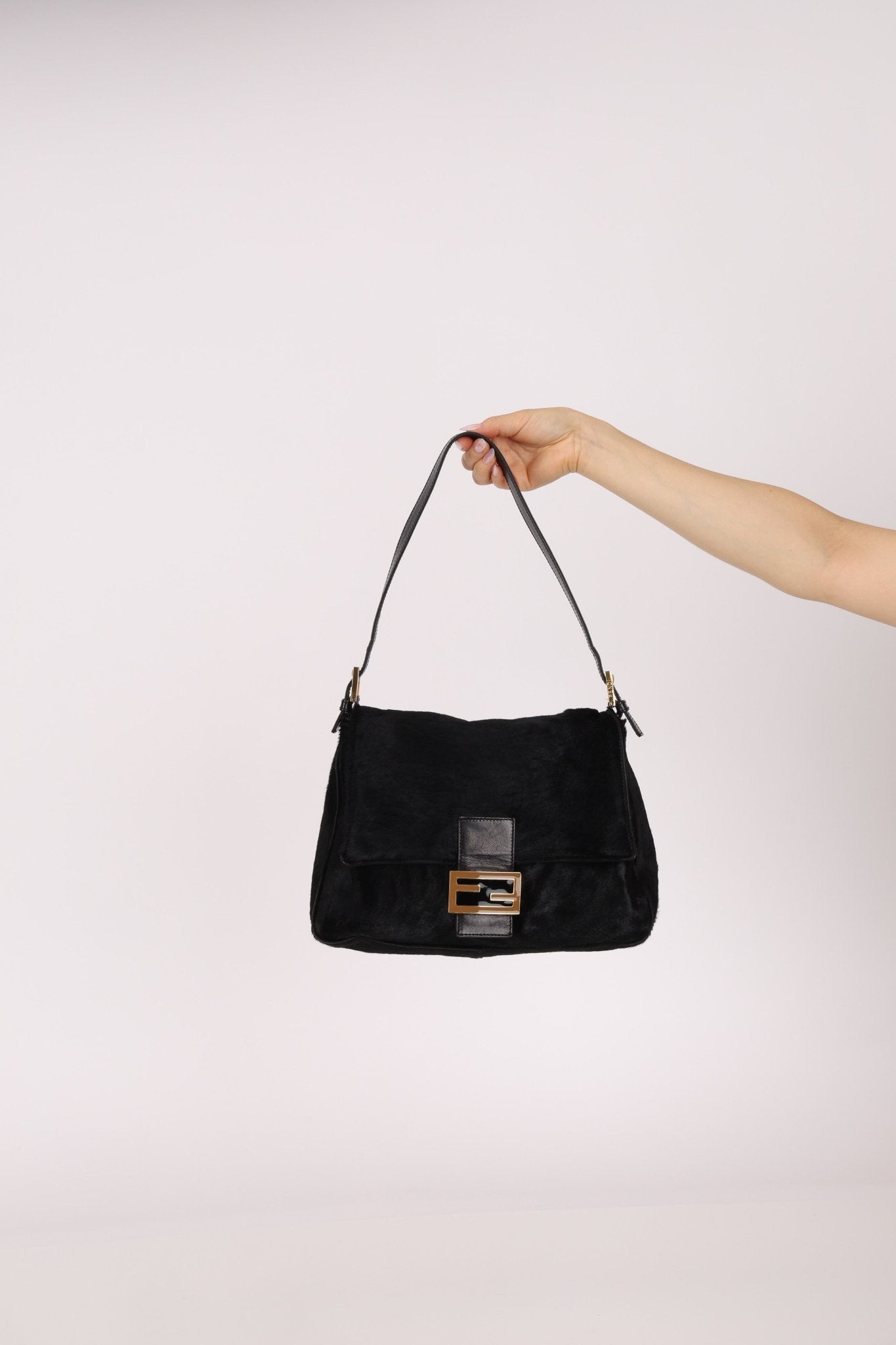 Fendi Black Ponyhair Mama Baguette Bag GHW - FashioNica